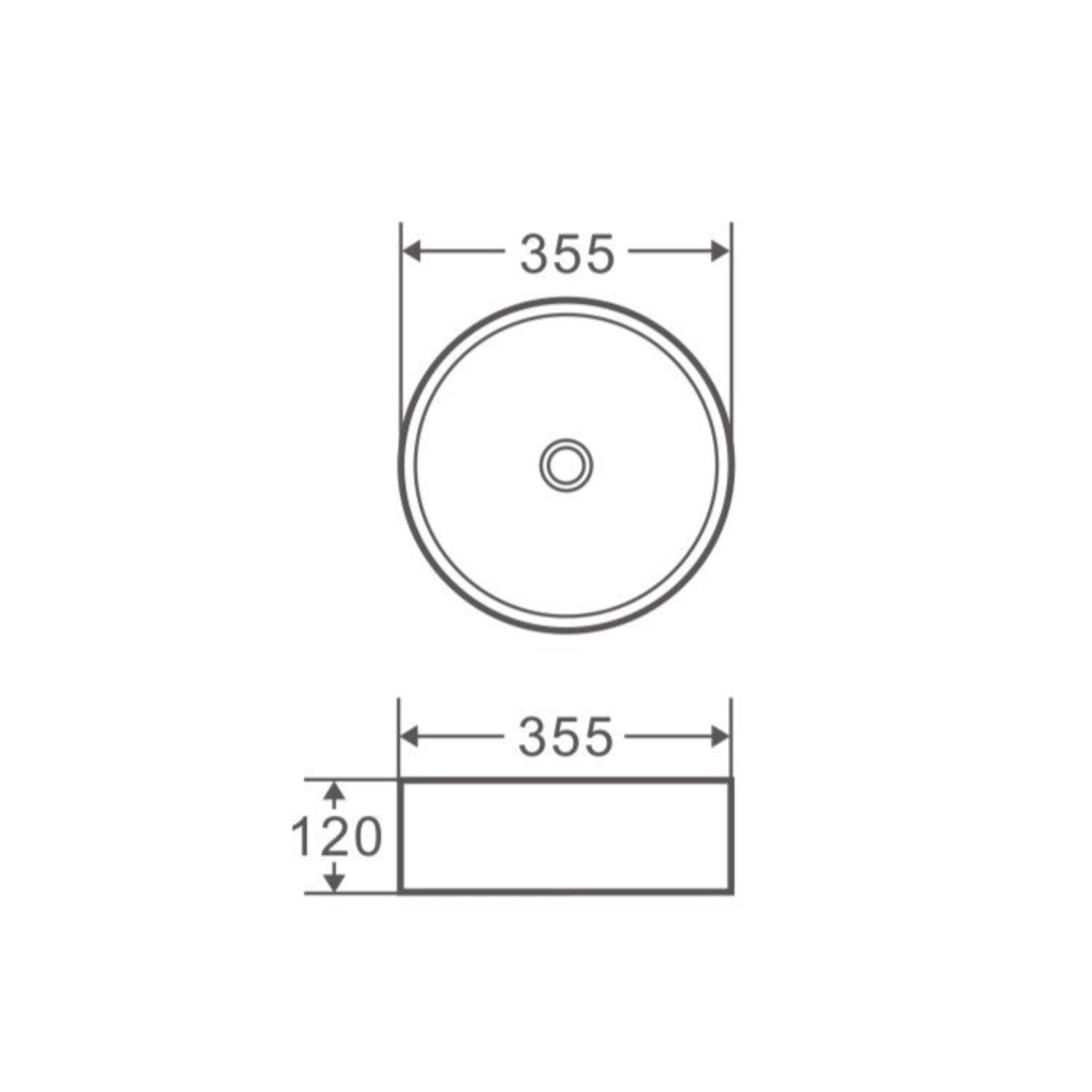 MERCIO SPIN ROUND ABOVE COUNTER  GLOSS WHITE 355MM