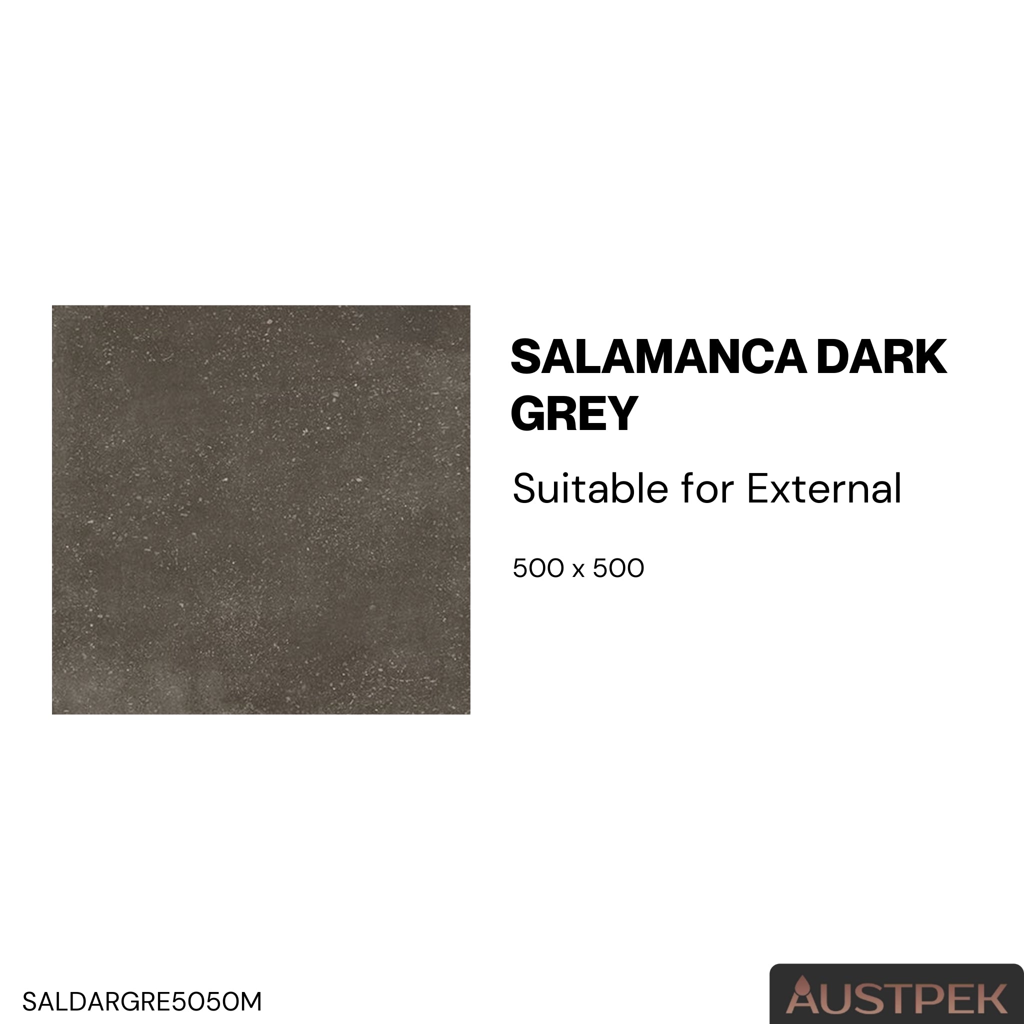 ELITE SALAMANCA DARK GREY MATTE 500X500MM SQUARE TILE (PER BOX)