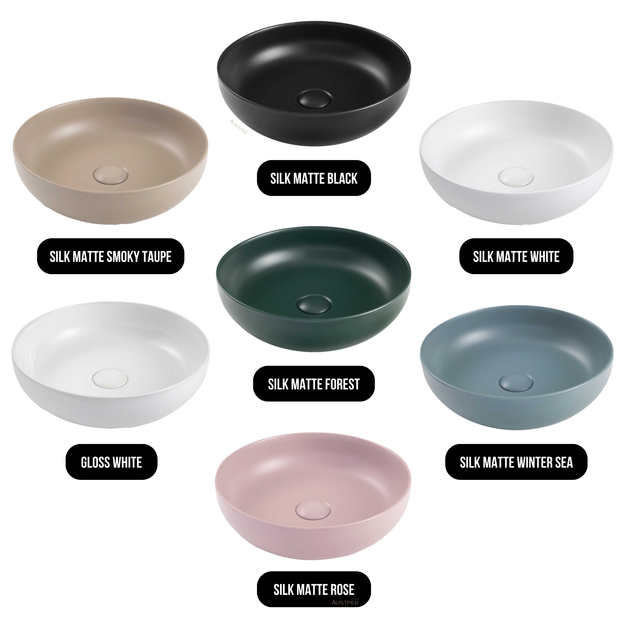 SEIMA AURORA 380 ABOVE COUNTER BASIN SILK MATTE BLACK 380MM