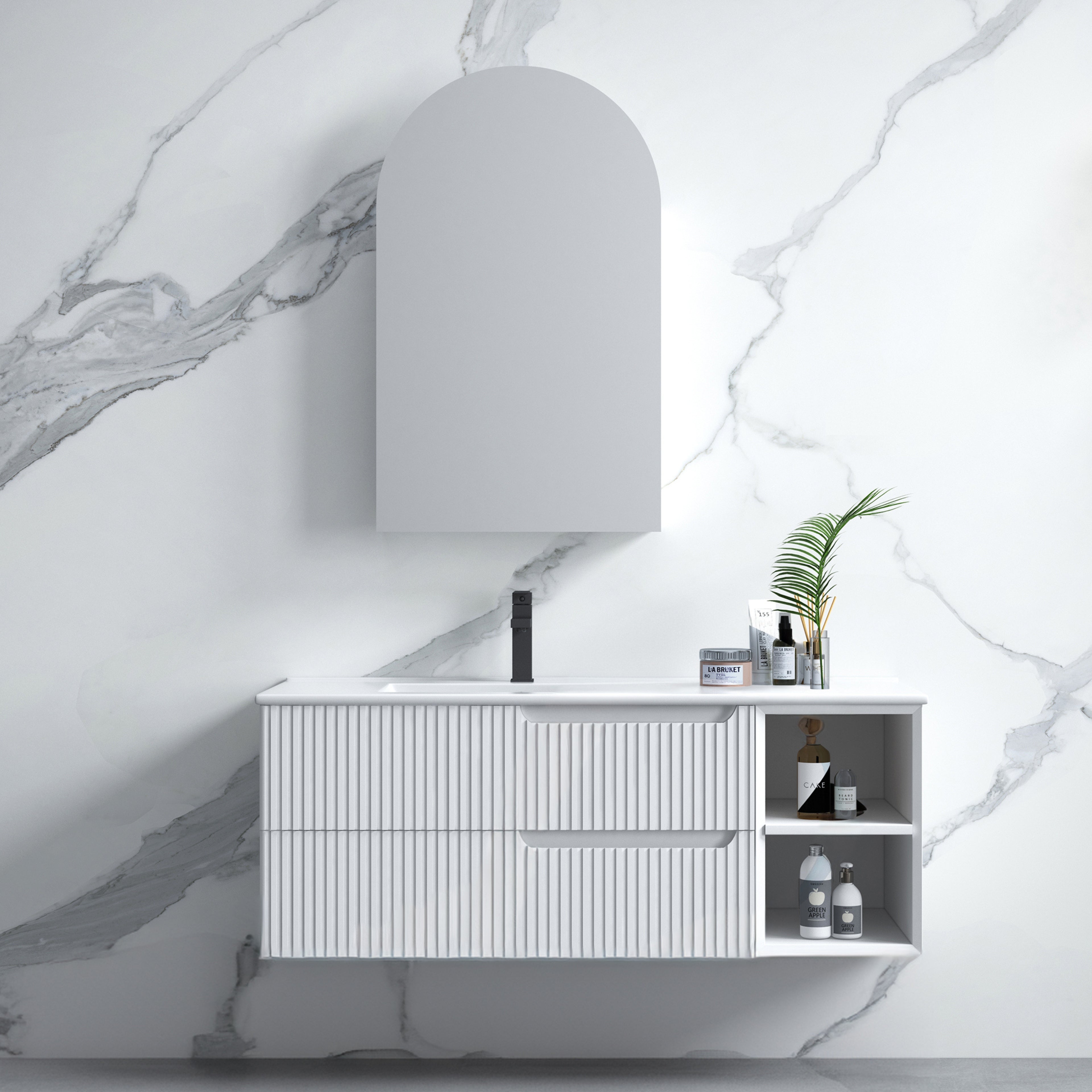 INFINITY SERSI MATTE WHITE 1200MM SINGLE BOWL WALL HUNG VANITY