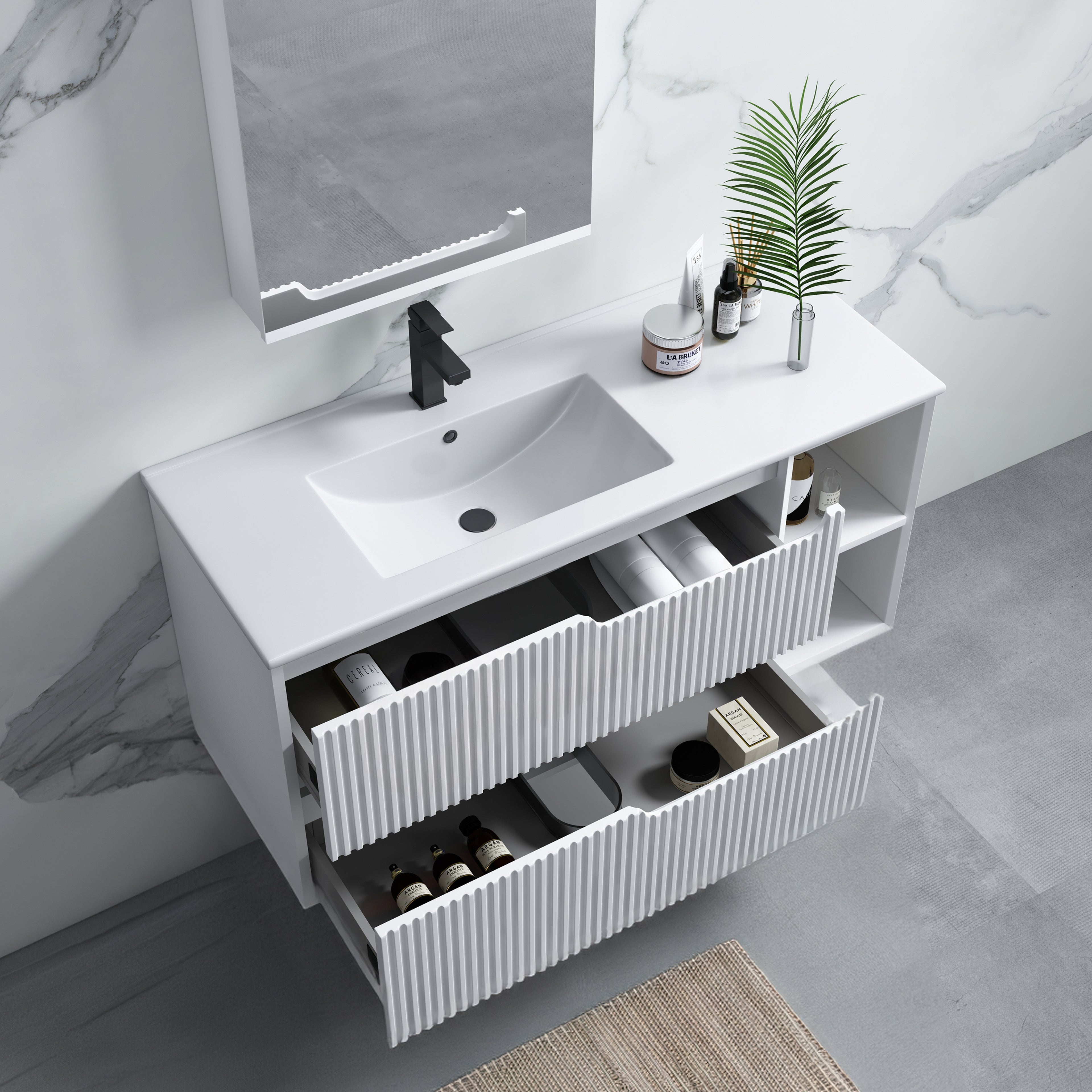 INFINITY SERSI MATTE WHITE 1200MM SINGLE BOWL WALL HUNG VANITY