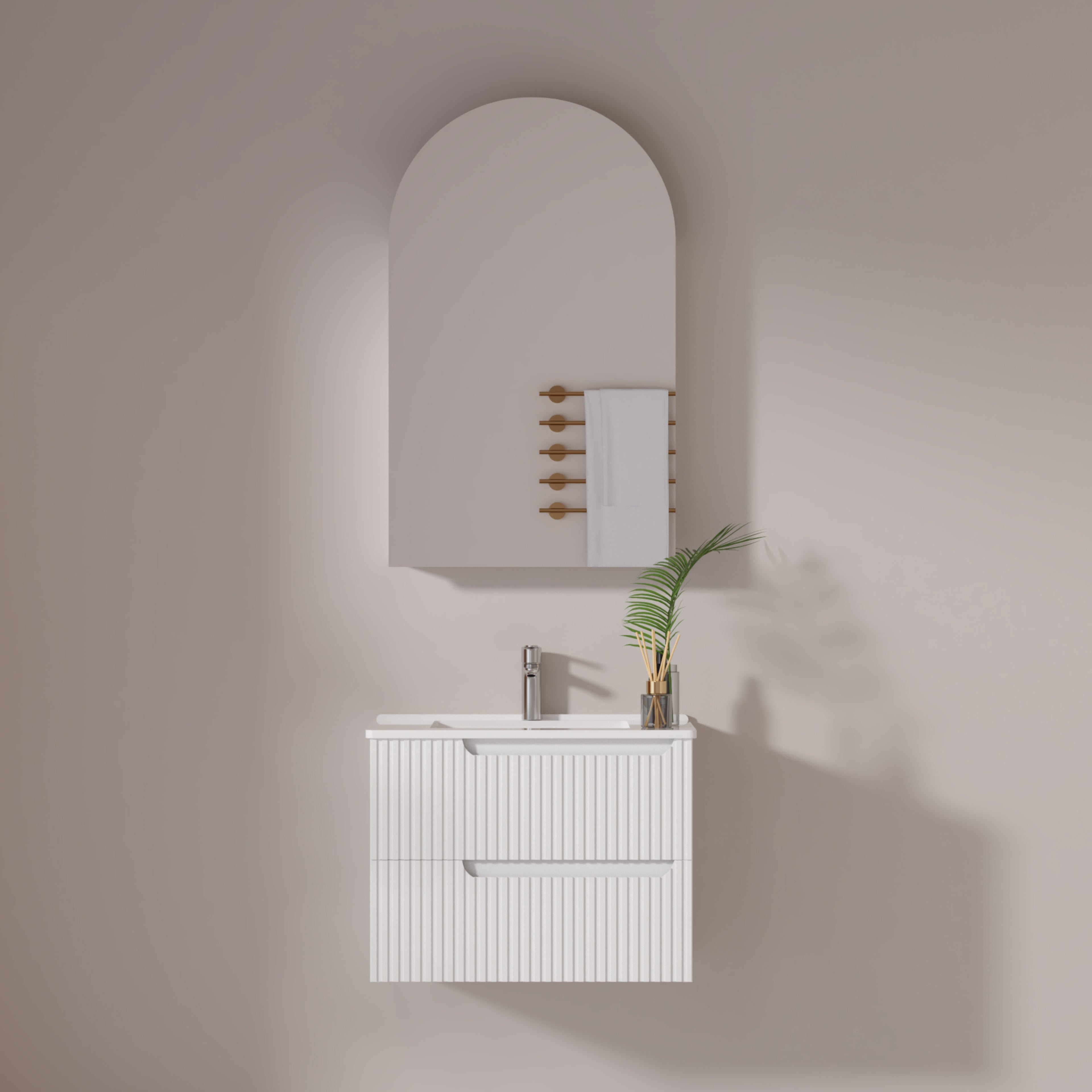 INFINITY SERSI MATTE WHITE 600MM SINGLE BOWL WALL HUNG VANITY