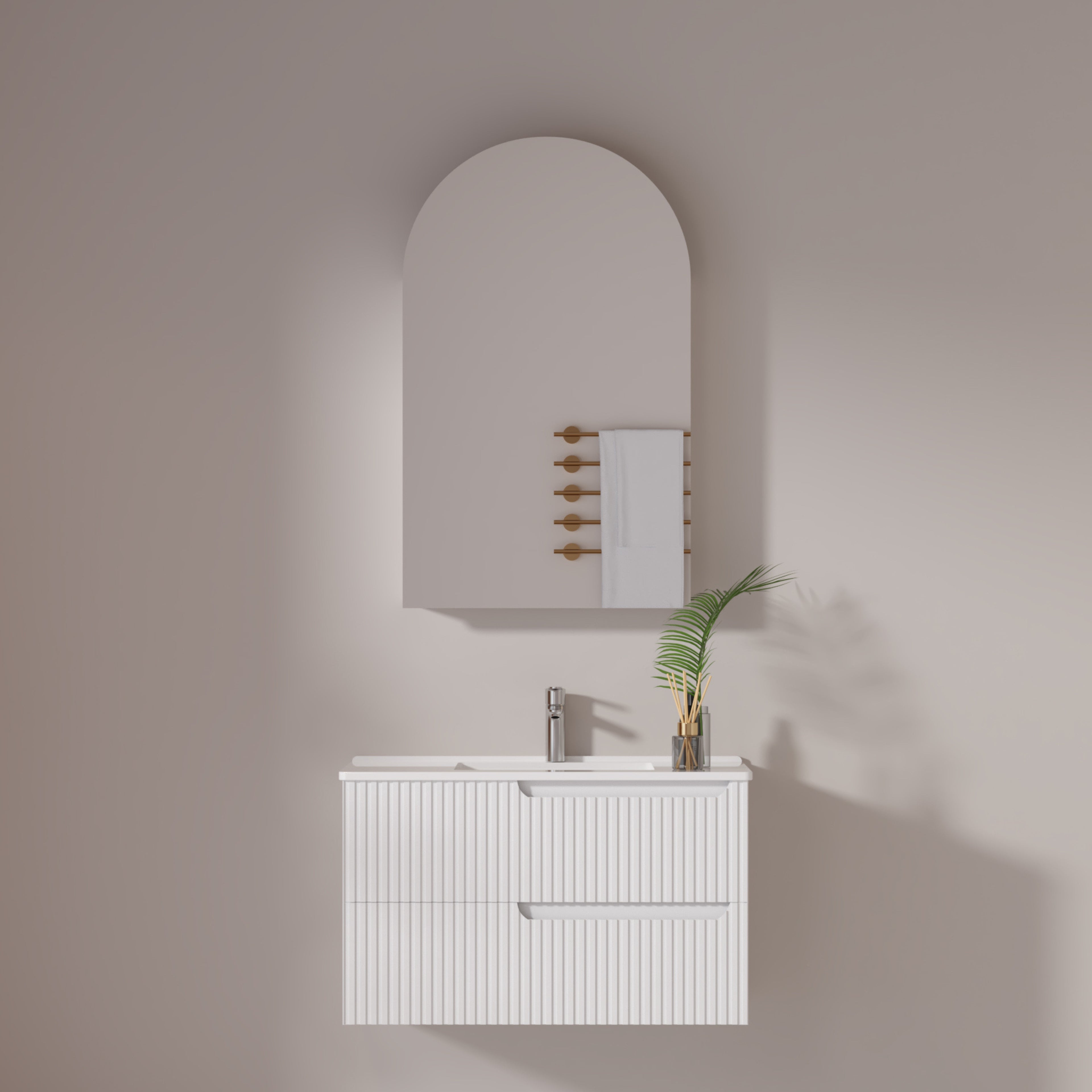 INFINITY SERSI MATTE WHITE 750MM SINGLE BOWL WALL HUNG VANITY