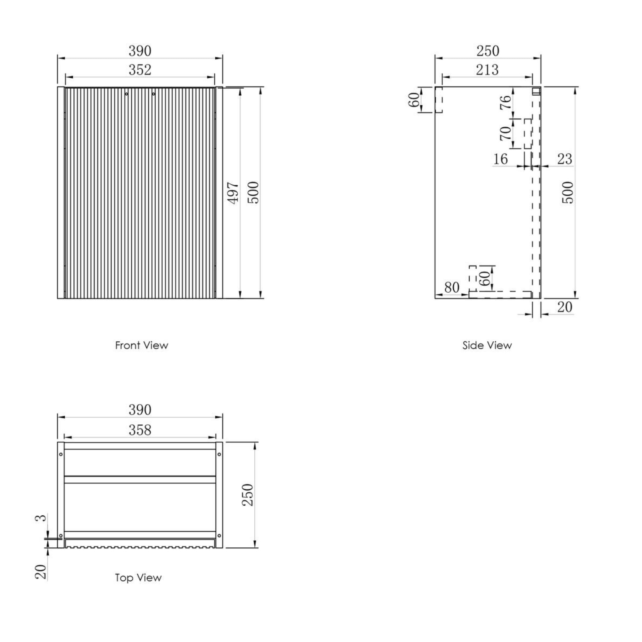 OTTI ENSUITE MATTE WHITE FLUTED 400MM SPACE SAVING SINGLE BOWL WALL HUNG VANITY WITH CERAMIC TOP