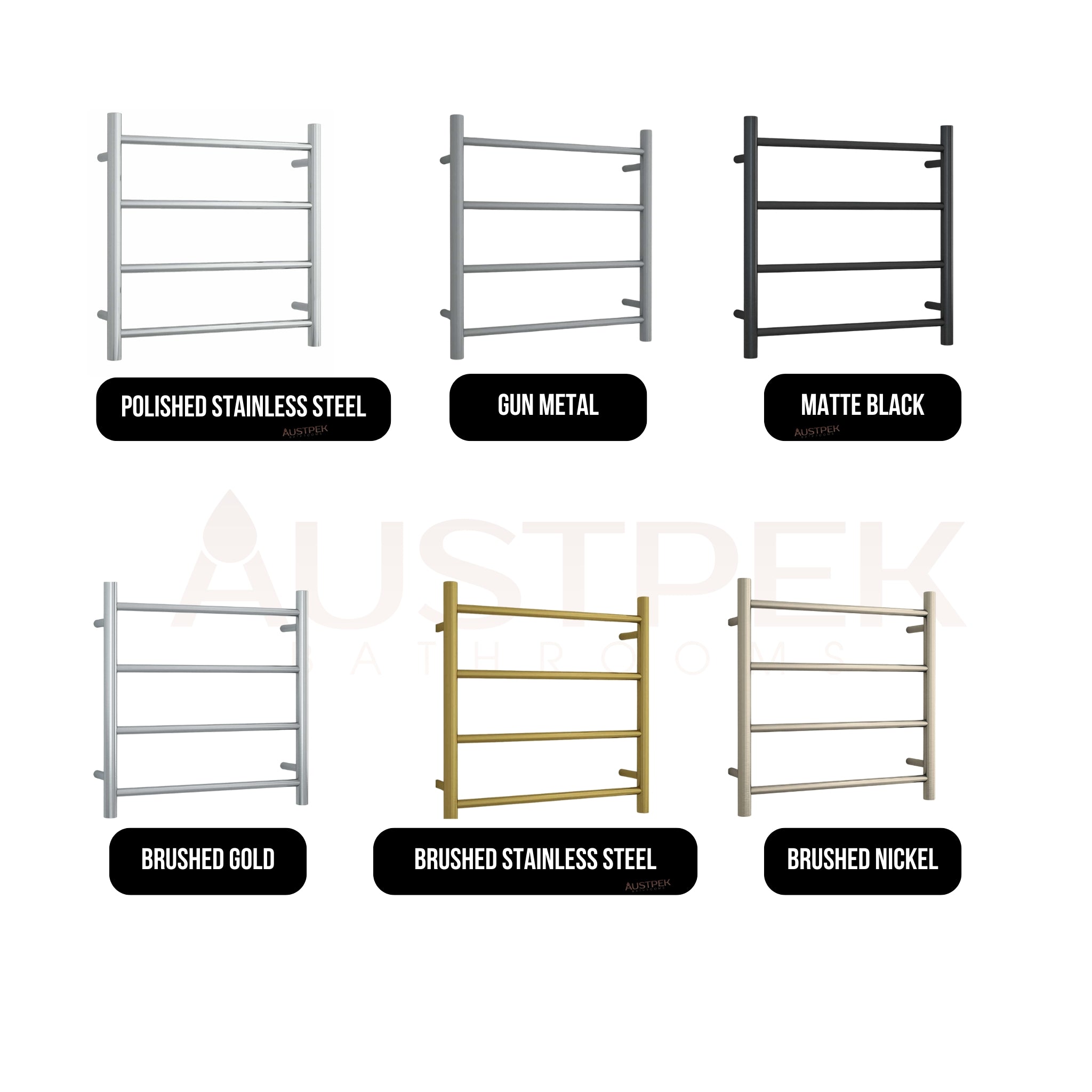 THERMOGROUP 4-BAR ROUND LADDER HEATED TOWEL RAIL BRUSHED BRASS 550MM