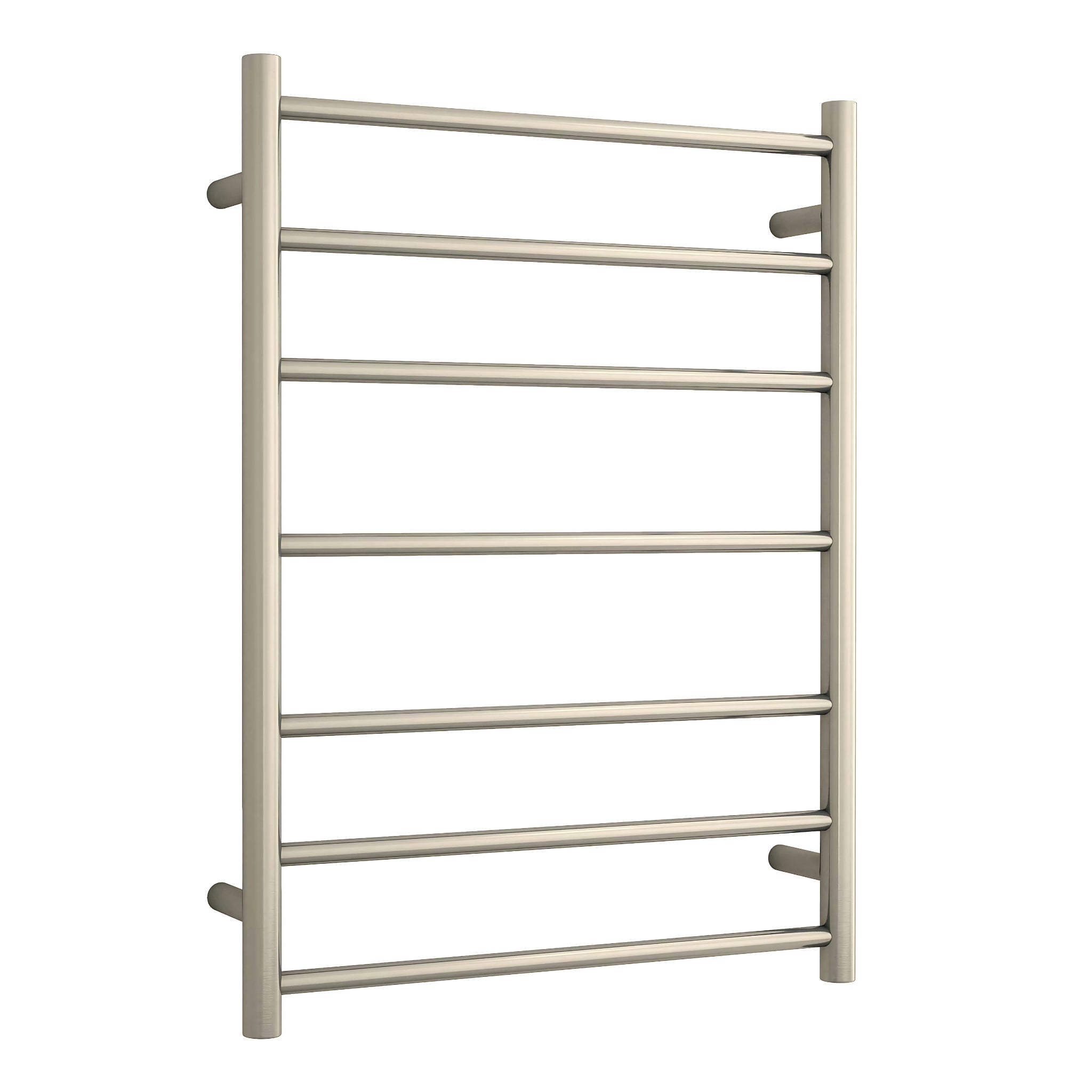 THERMOGROUP 7-BAR ROUND LADDER HEATED TOWEL RAIL BRUSHED NICKEL 600MM