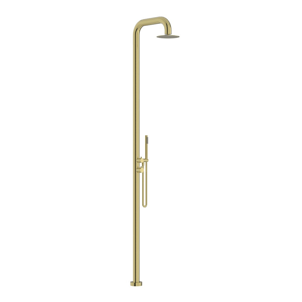 LINKWARE ELLE 316 FREESTANDING TWIN OUTDOOR SHOWER 2320MM BRUSHED GOLD