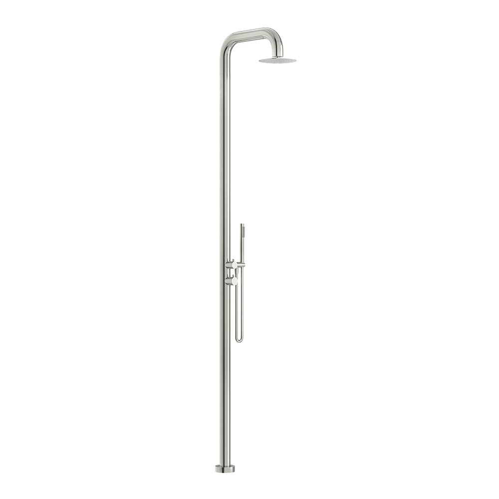 LINKWARE ELLE 316 FREESTANDING TWIN OUTDOOR SHOWER 2320MM BRUSHED STAINLESS