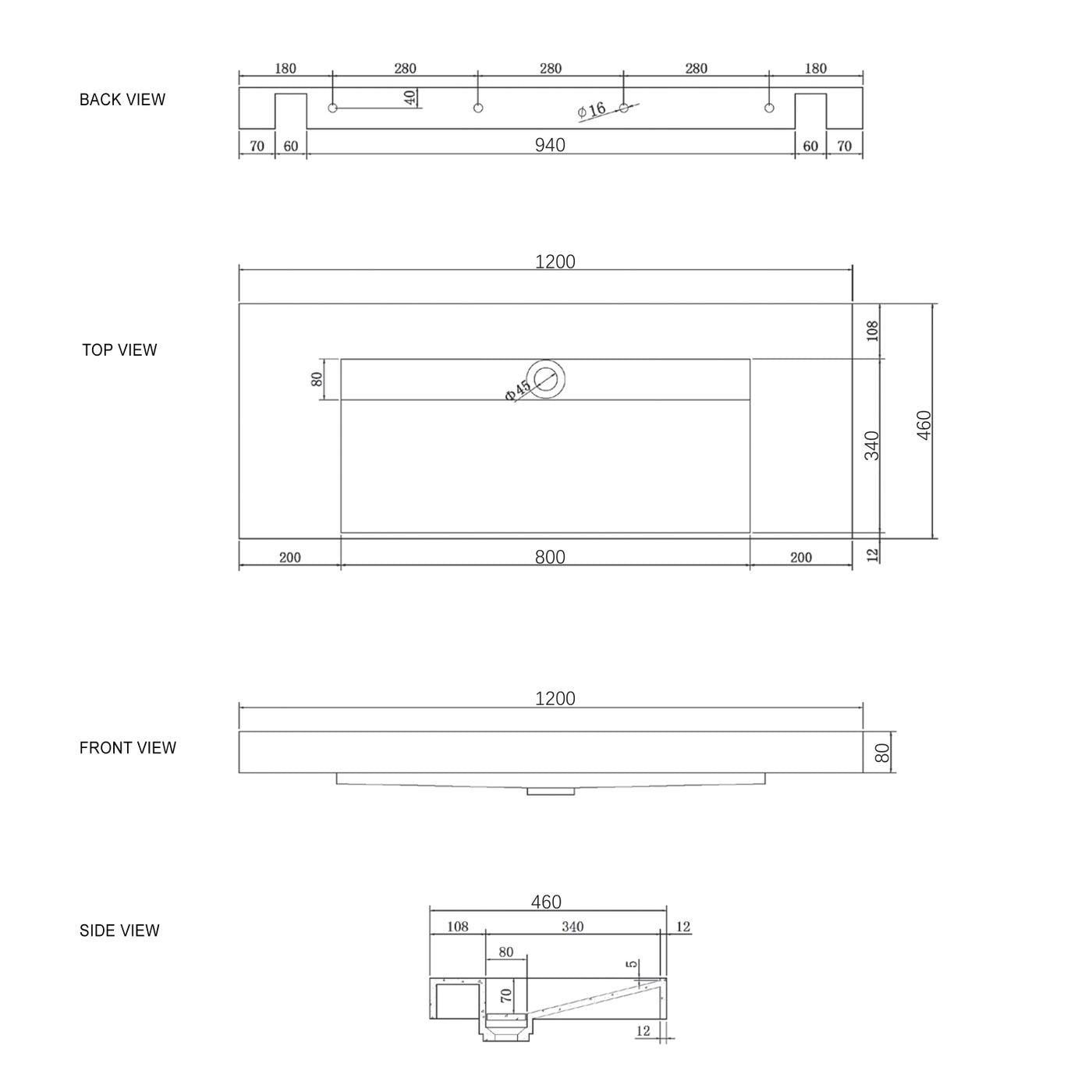 OTTI MOONLIGHT WHITE 1200MM DOUBLE BOWL WALL HUNG CABINET AND BASIN