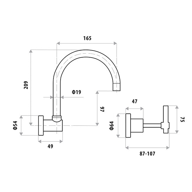 LINKWARE SABINE LEVER WALL SINK SET CHROME