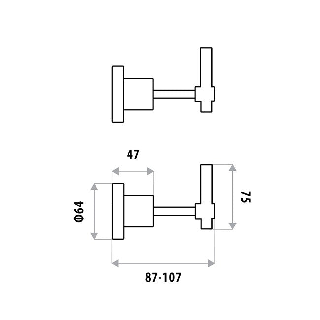 LINKWARE SABINE LEVER WALL TOP ASSEMBLY CHROME