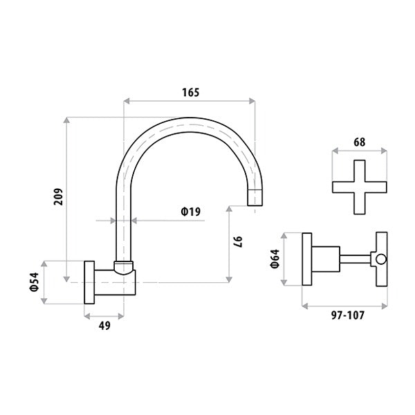 LINKWARE SABINE WALL SINK SET CHROME