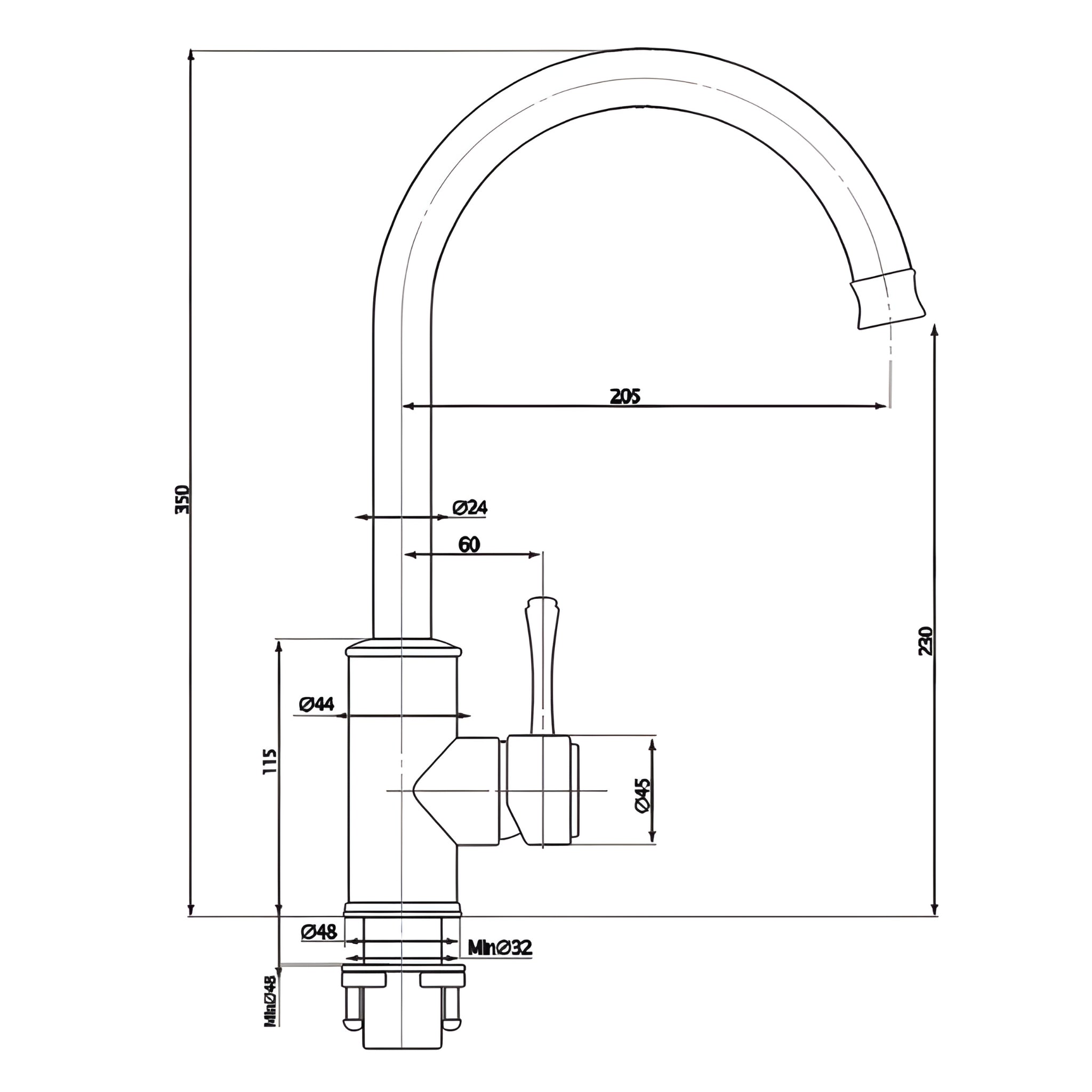 LINKWARE AUGUSTINE LEAD FREE SINK MIXER 350MM CHROME