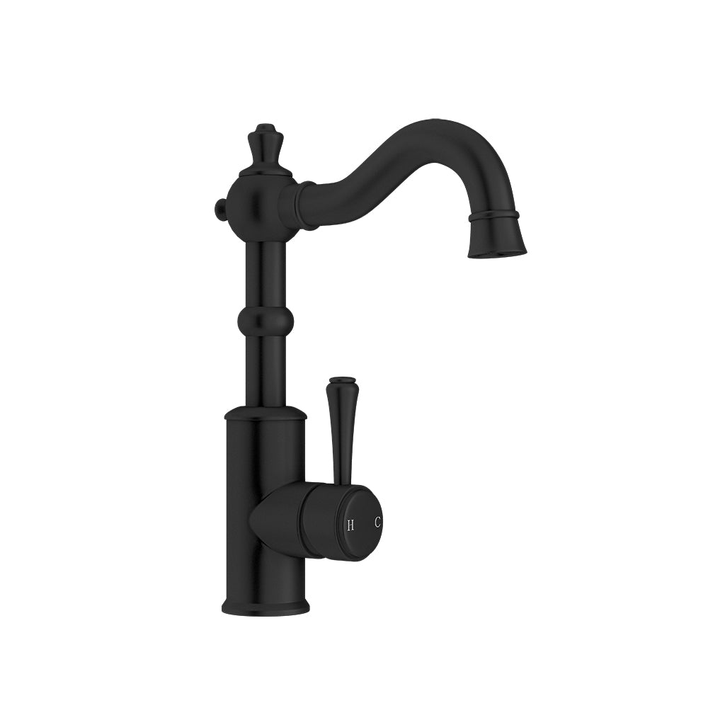 LINKWARE AUGUSTINE LEAD FREE BASIN MIXER 250MM BLACK