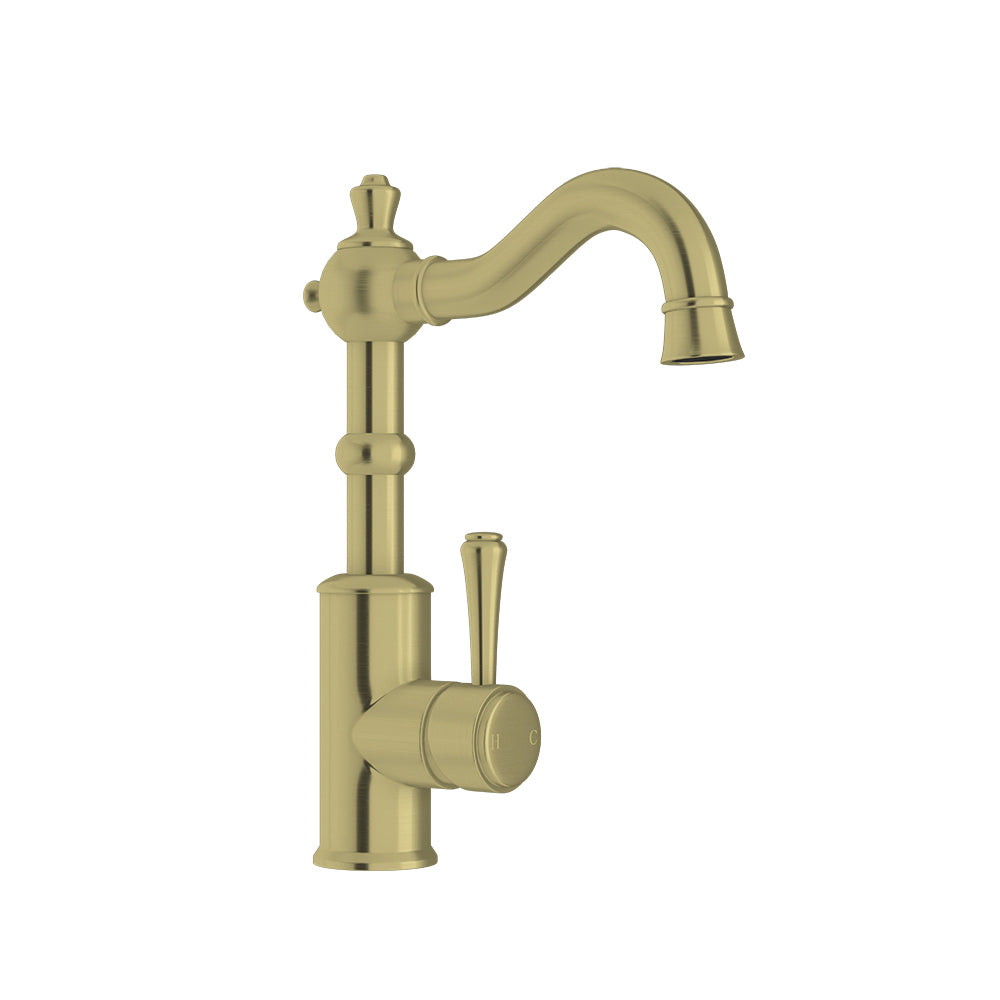 LINKWARE AUGUSTINE LEAD FREE BASIN MIXER 250MM PVD GOLD