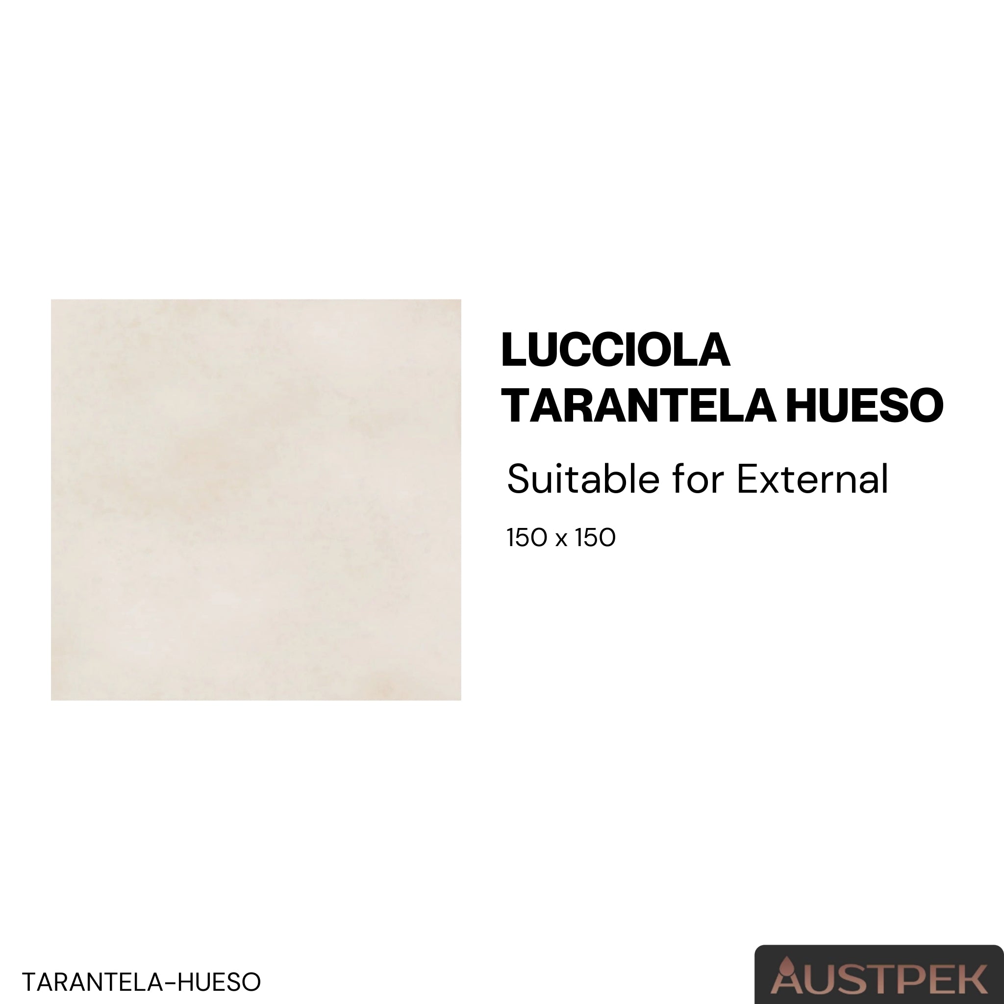 ELITE LUCCIOLA TARANTELA HUESO GLOSSY 150X150MM SQUARE TILE (PER BOX)