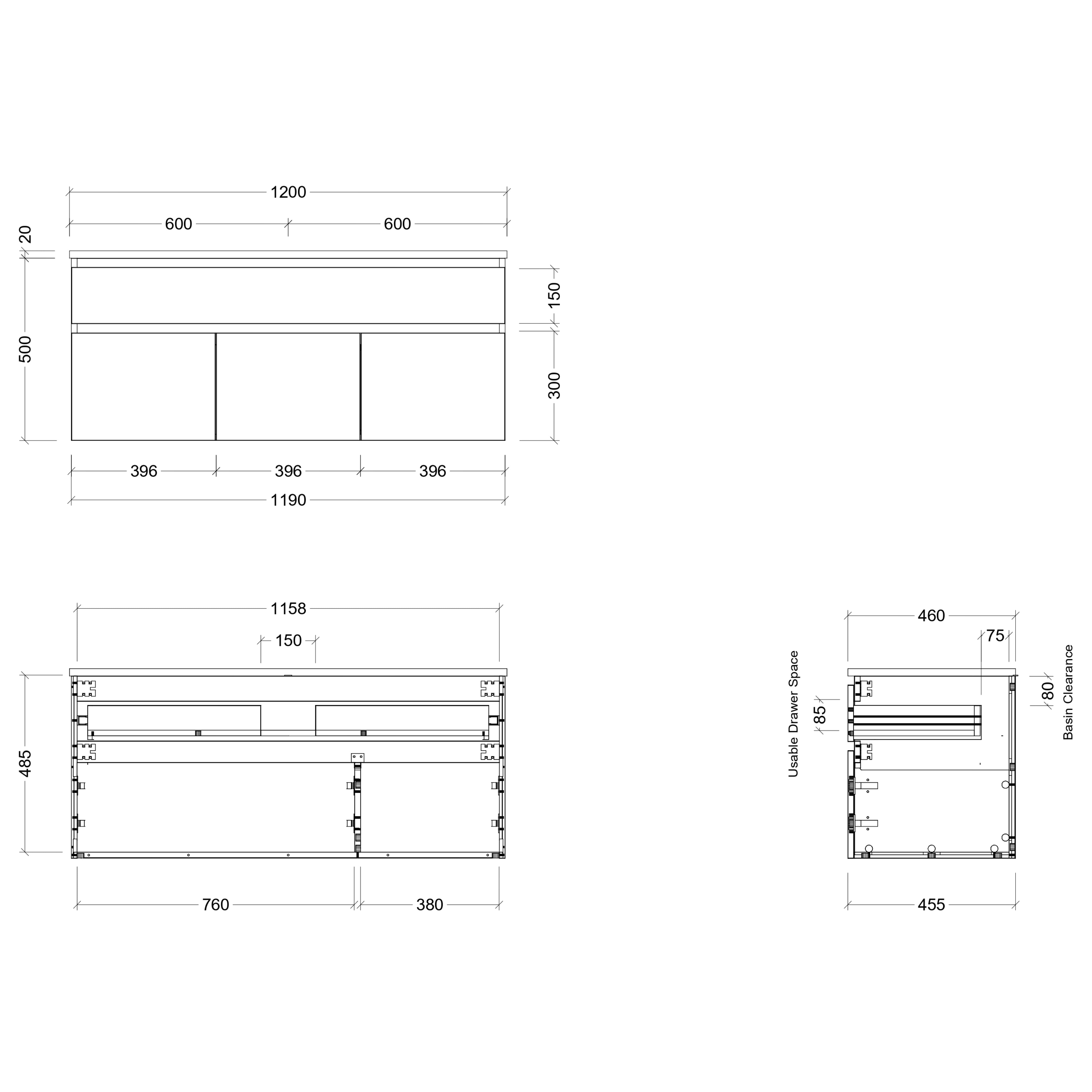 TIMBERLINE TAYLOR CUSTOM WALL HUNG VANITY (ALL SIZING)