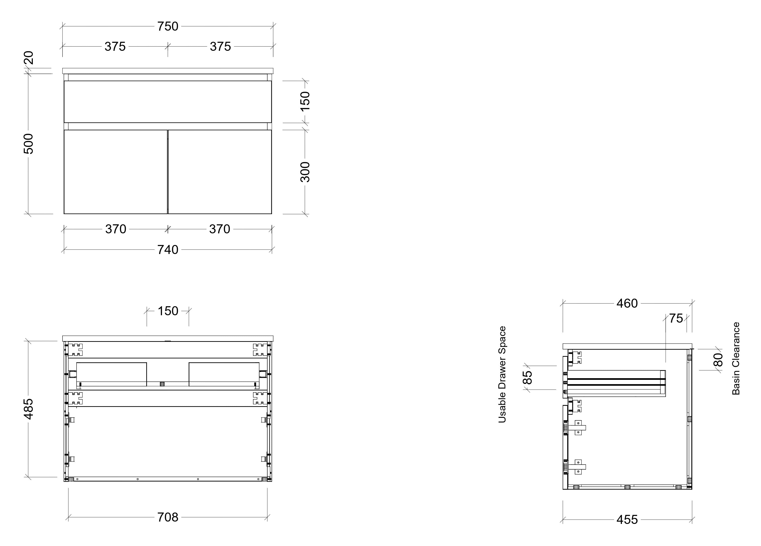 TIMBERLINE TAYLOR CUSTOM WALL HUNG VANITY (ALL SIZING)