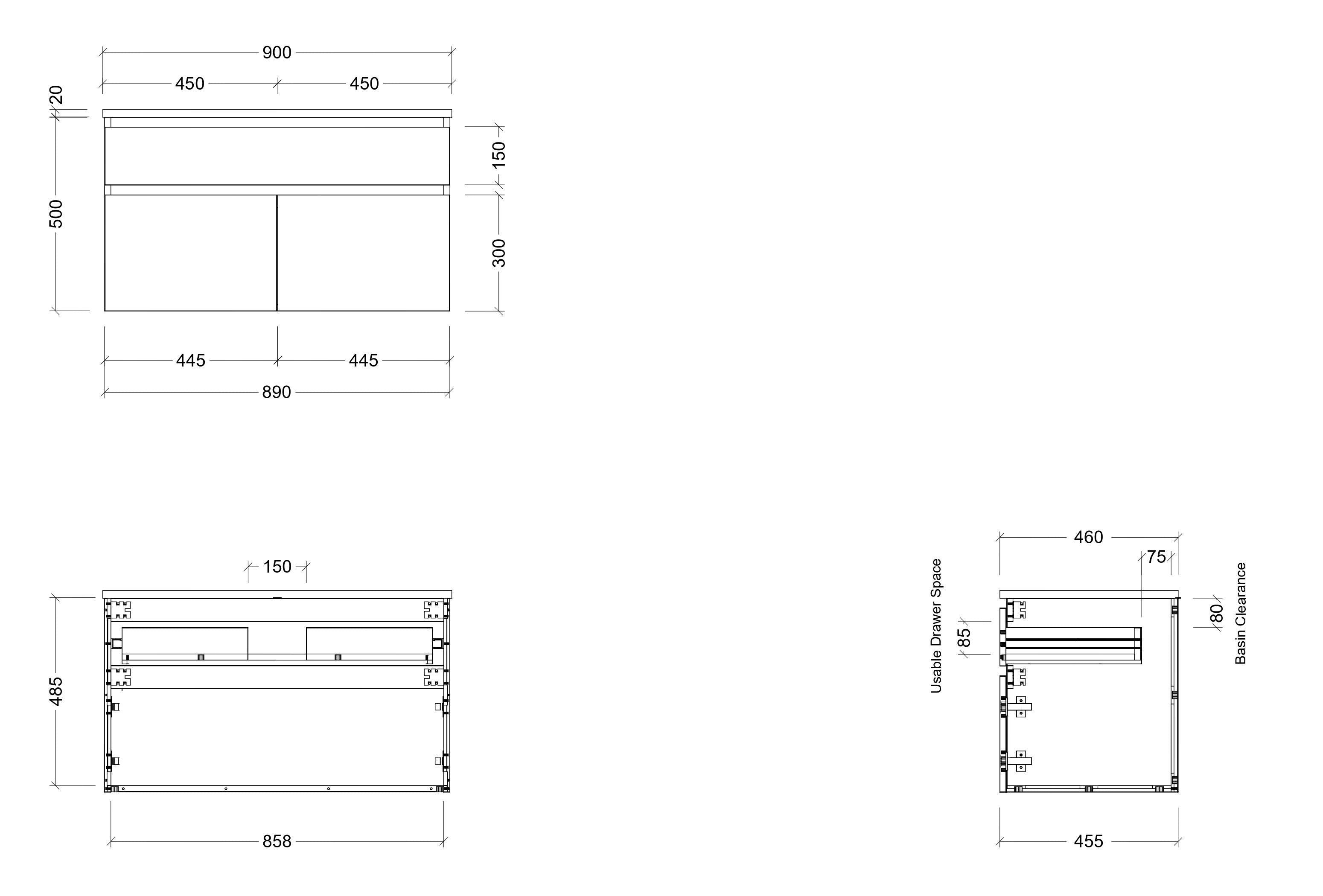 TIMBERLINE TAYLOR CUSTOM WALL HUNG VANITY (ALL SIZING)