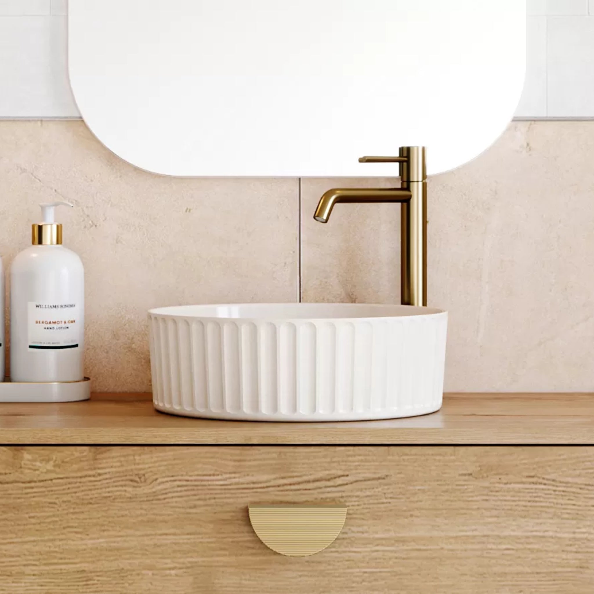 TIMBERLINE ALLURE FLUTE ABOVE COUNTER BASIN GLOSS WHITE 360MM