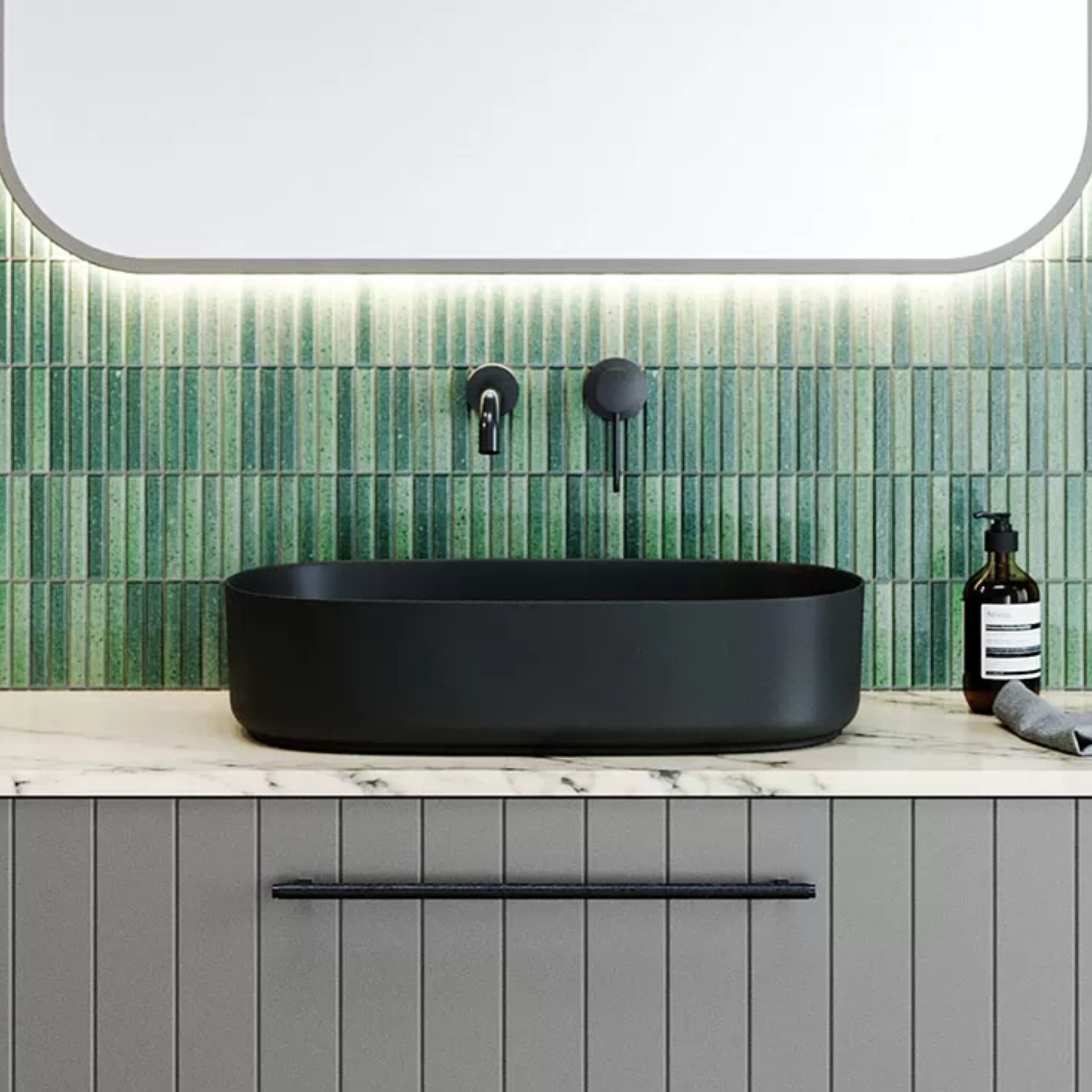 TIMBERLINE MYRTLE ABOVE COUNTER BASIN MATTE BLACK 550MM