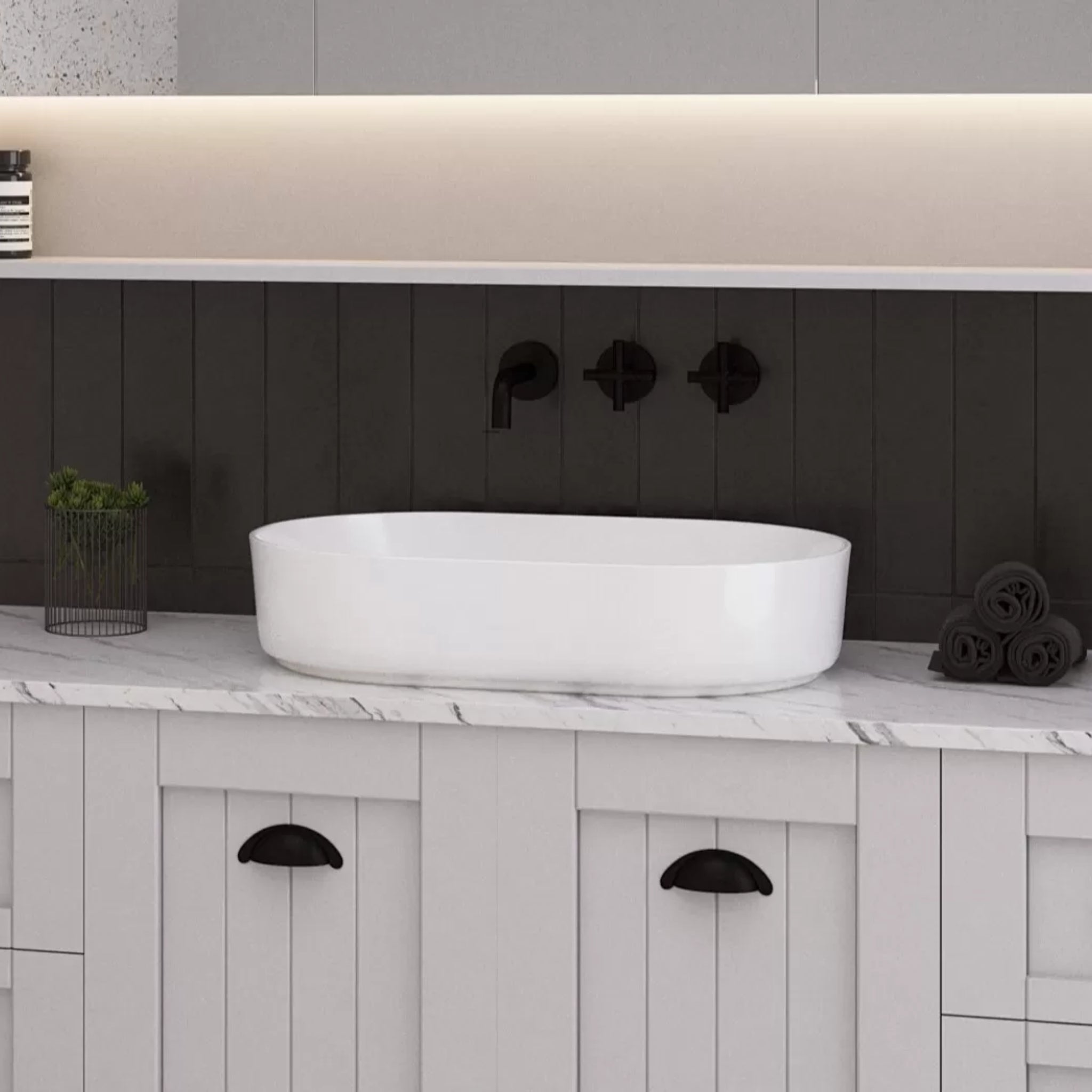 TIMBERLINE MYRTLE ABOVE COUNTER BASIN MATTE WHITE 550MM