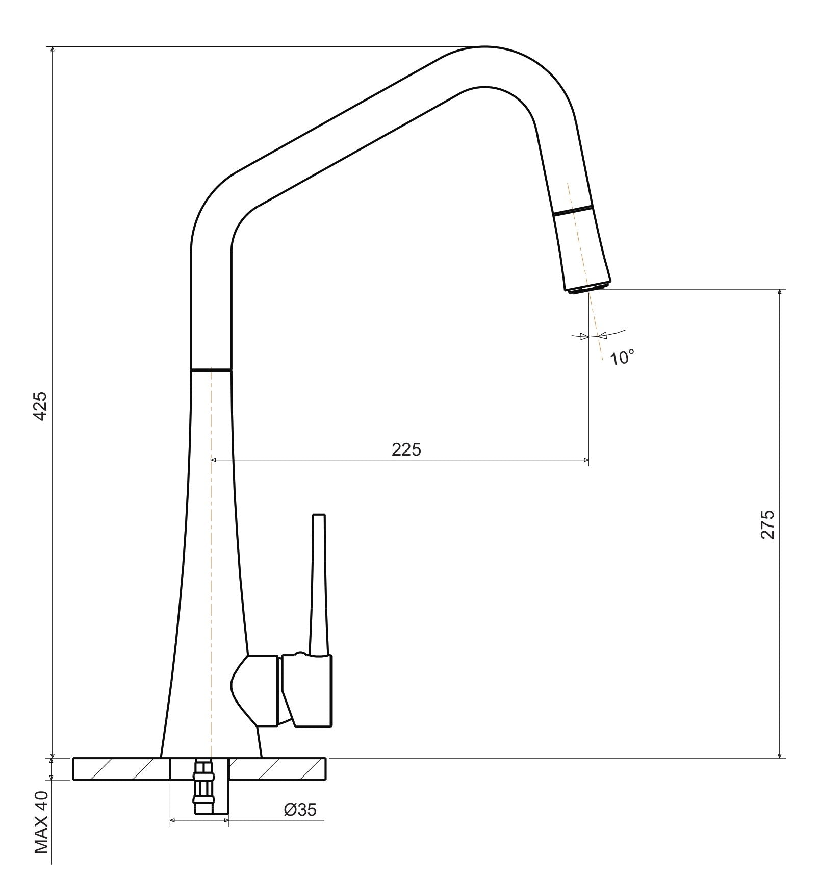 ARMANDO VICARIO TINK-D PULL-OUT SINK MIXER CHROME