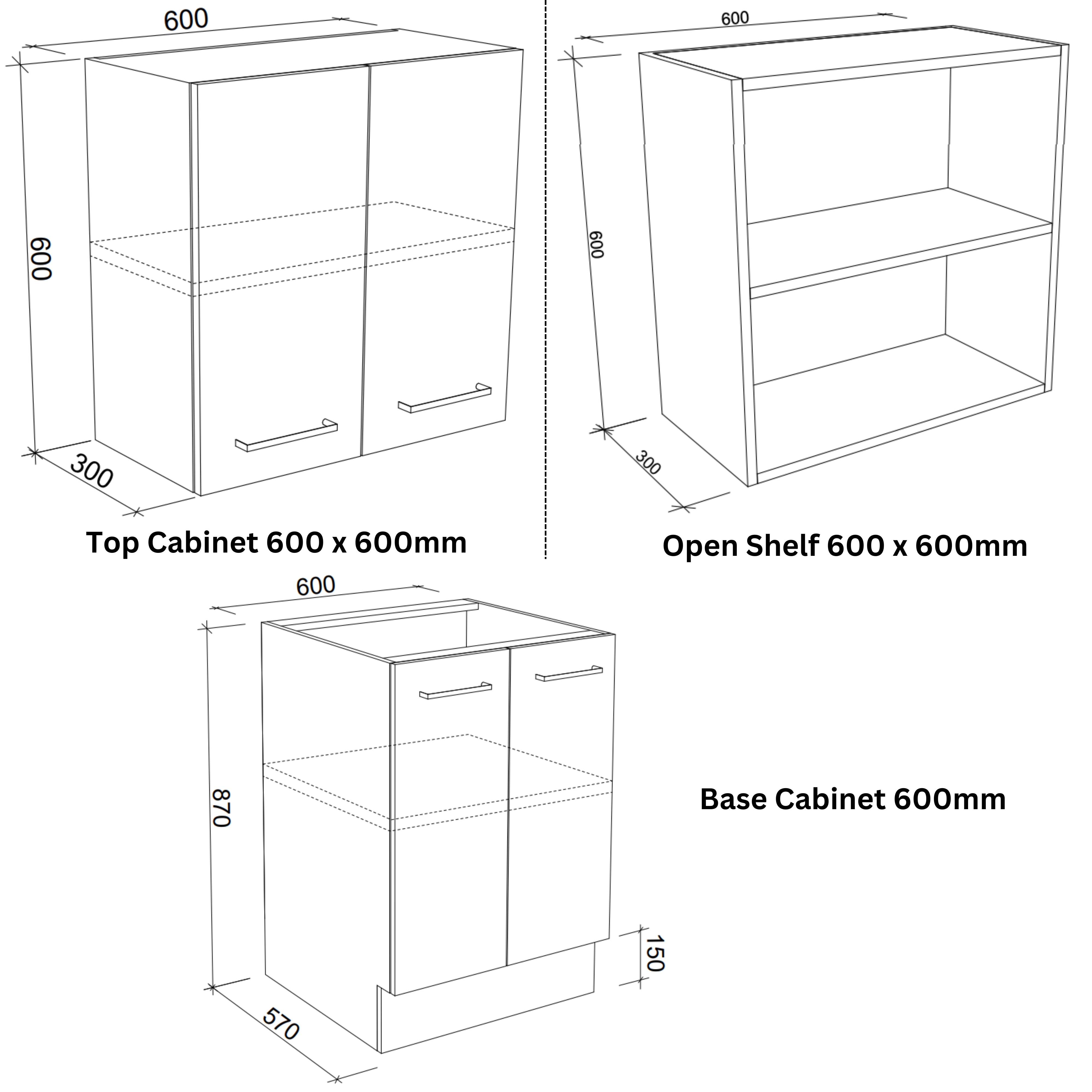 TIMBERLINE CUSTOM 2182MM LAUNDRY BASE, WALL AND TALL CABINET PACKAGE