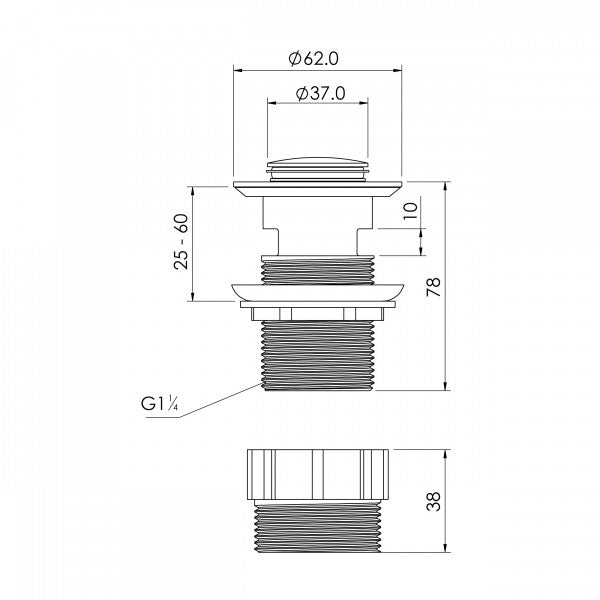 FELTON COLLECTION POP-UP WASTE WITH OVERFLOW CHROME 32MM