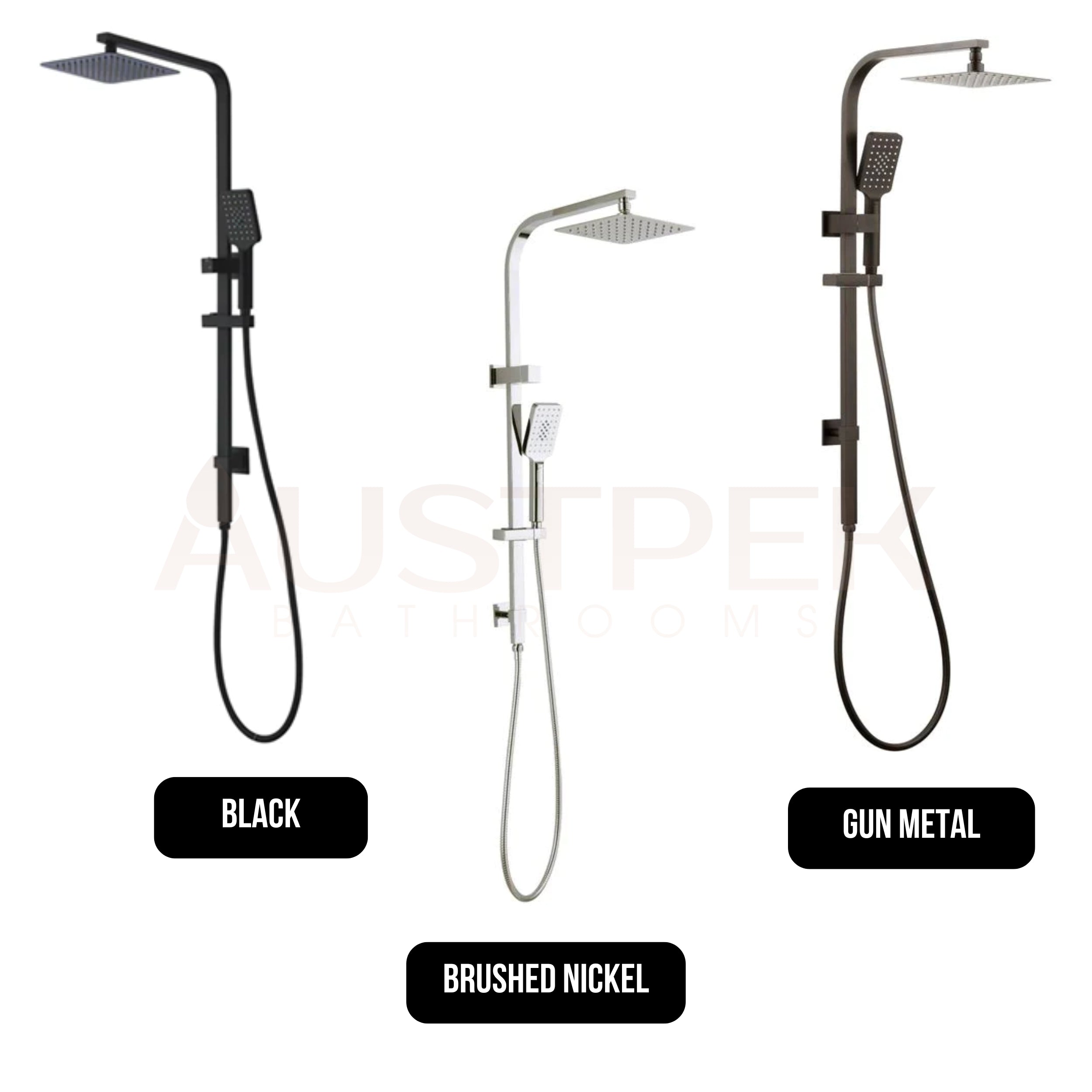 INSPIRE TARAN TWIN SHOWER ON RAIL TOP INLET 890MM MATTE BLACK