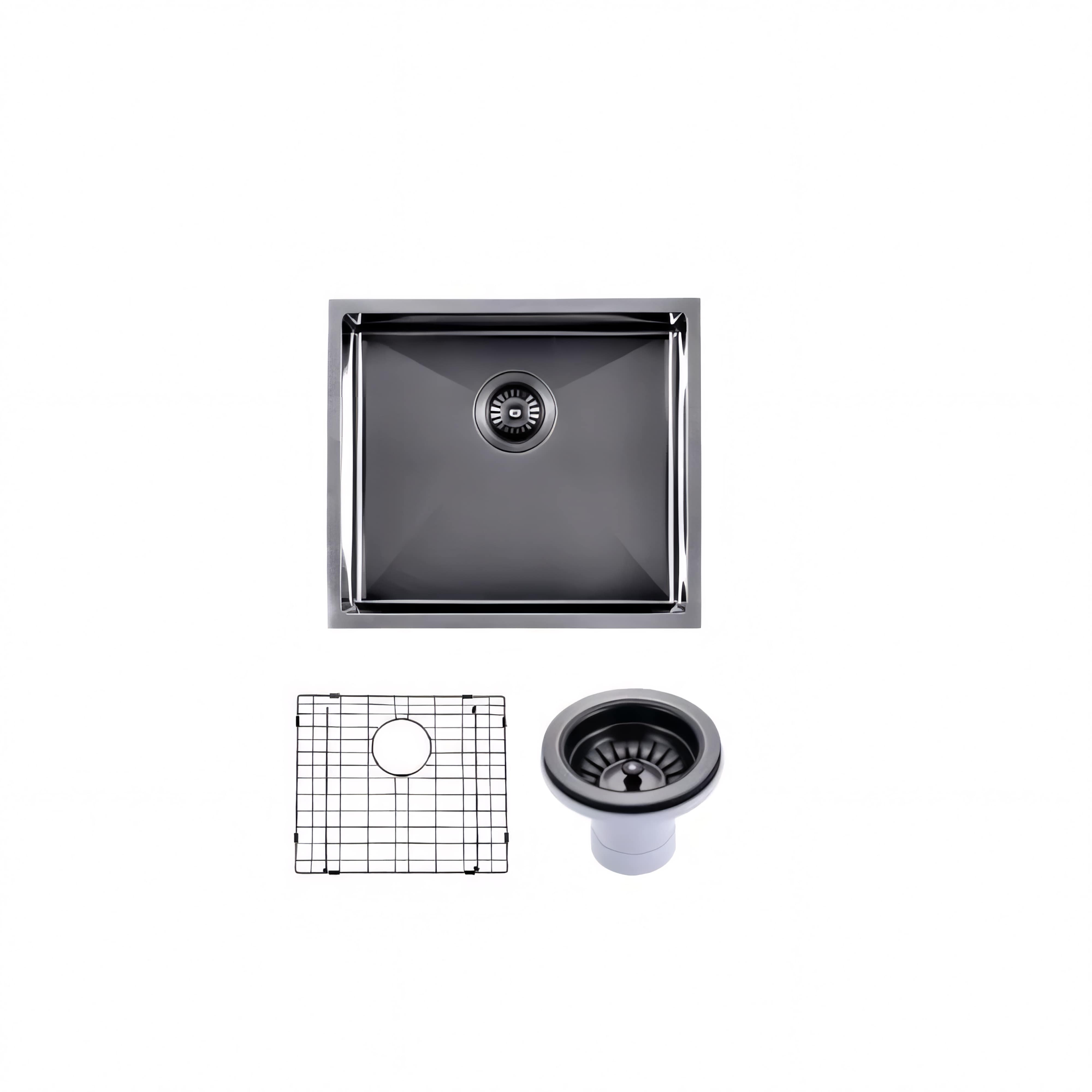 AQUAPERLA T304 SINGLE BOWL LAUNDRY SINK GUN METAL GREY 490MM