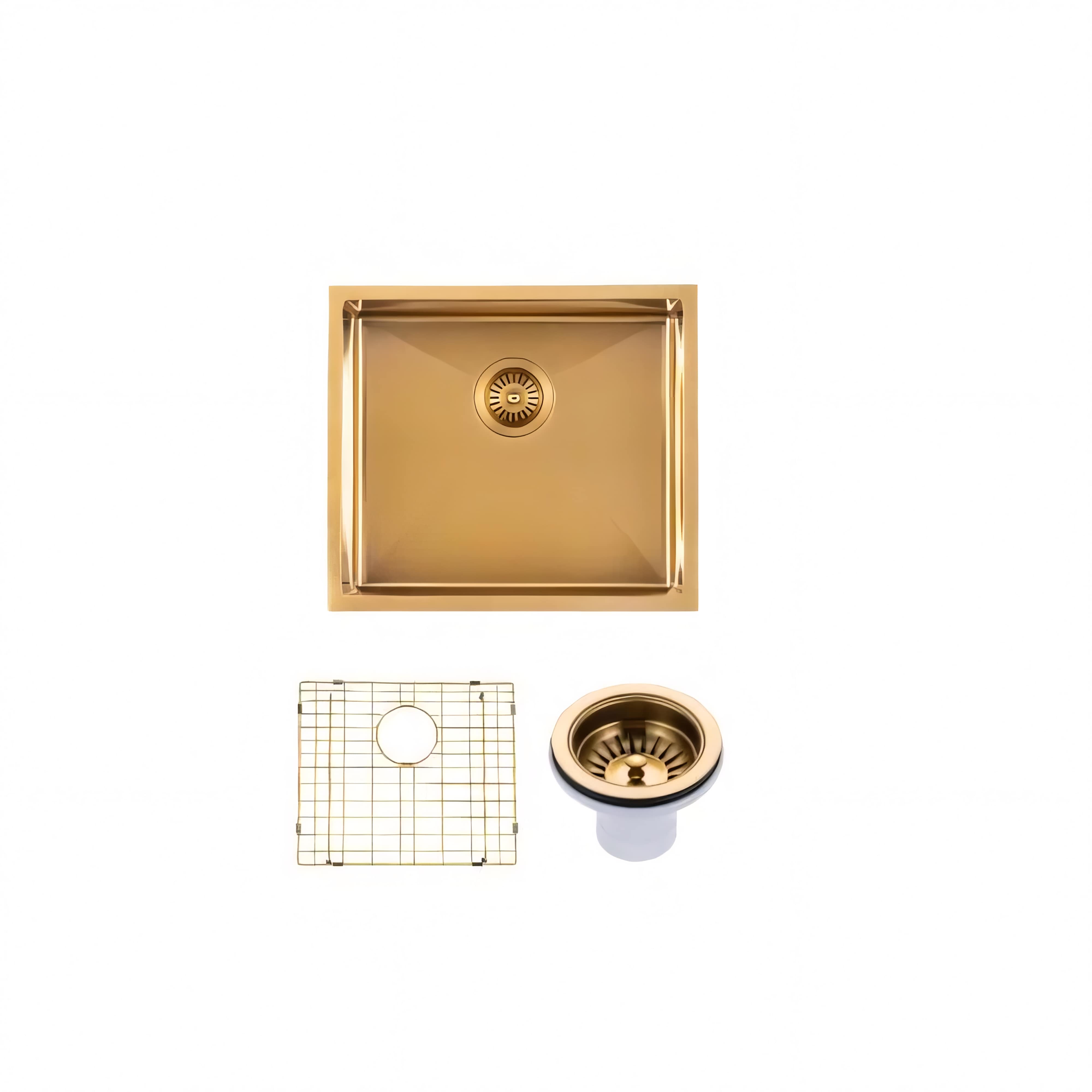 AQUAPERLA T304 SINGLE BOWL LAUNDRY SINK BRUSHED GOLD 490MM