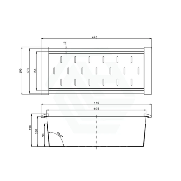 AQUAPERLA STAINLESS KITCHEN SINK COLANDER GUN METAL 440MM