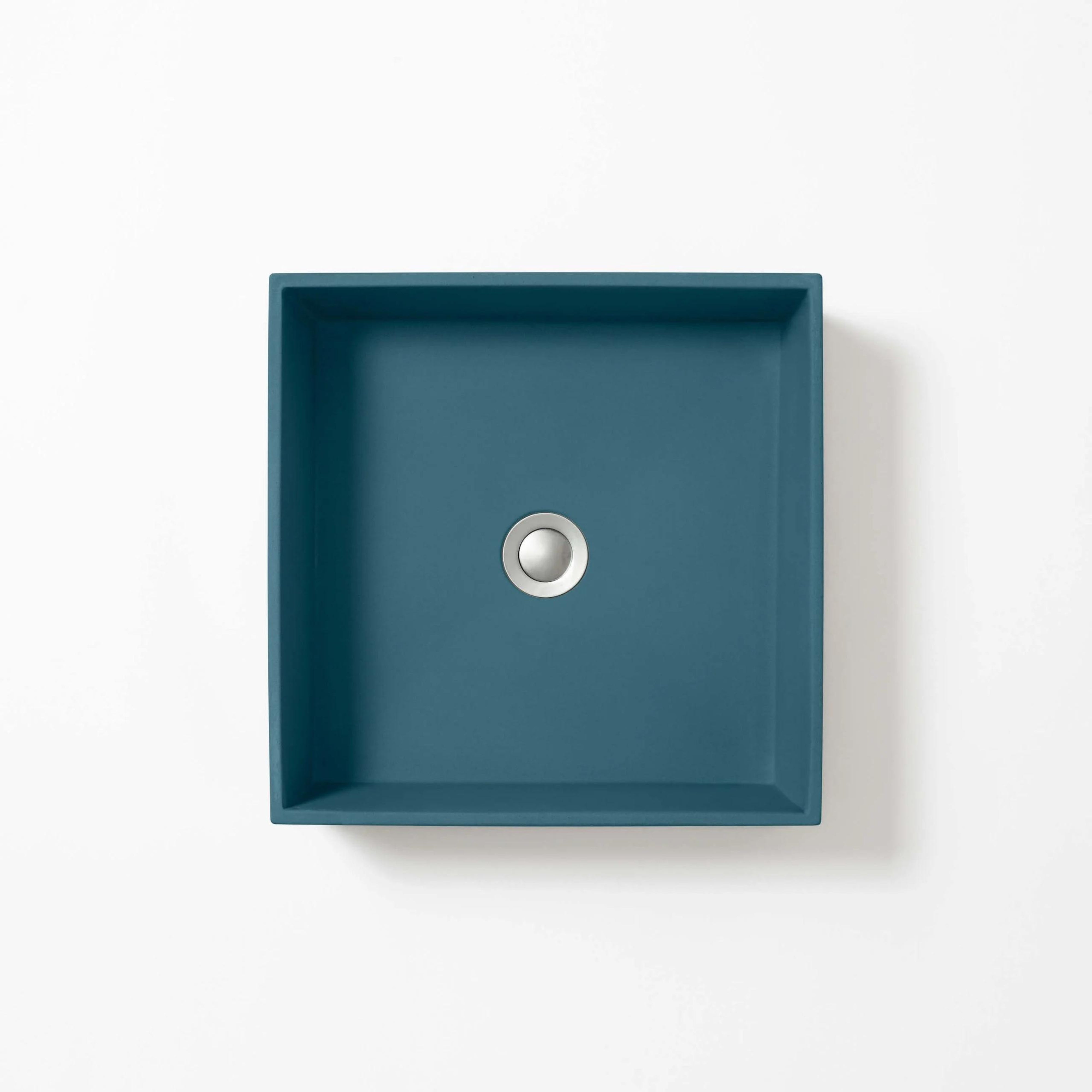 CONCRETE STUDIO BALY ABOVE COUNTER BASIN SQUARE TEAL 360MM