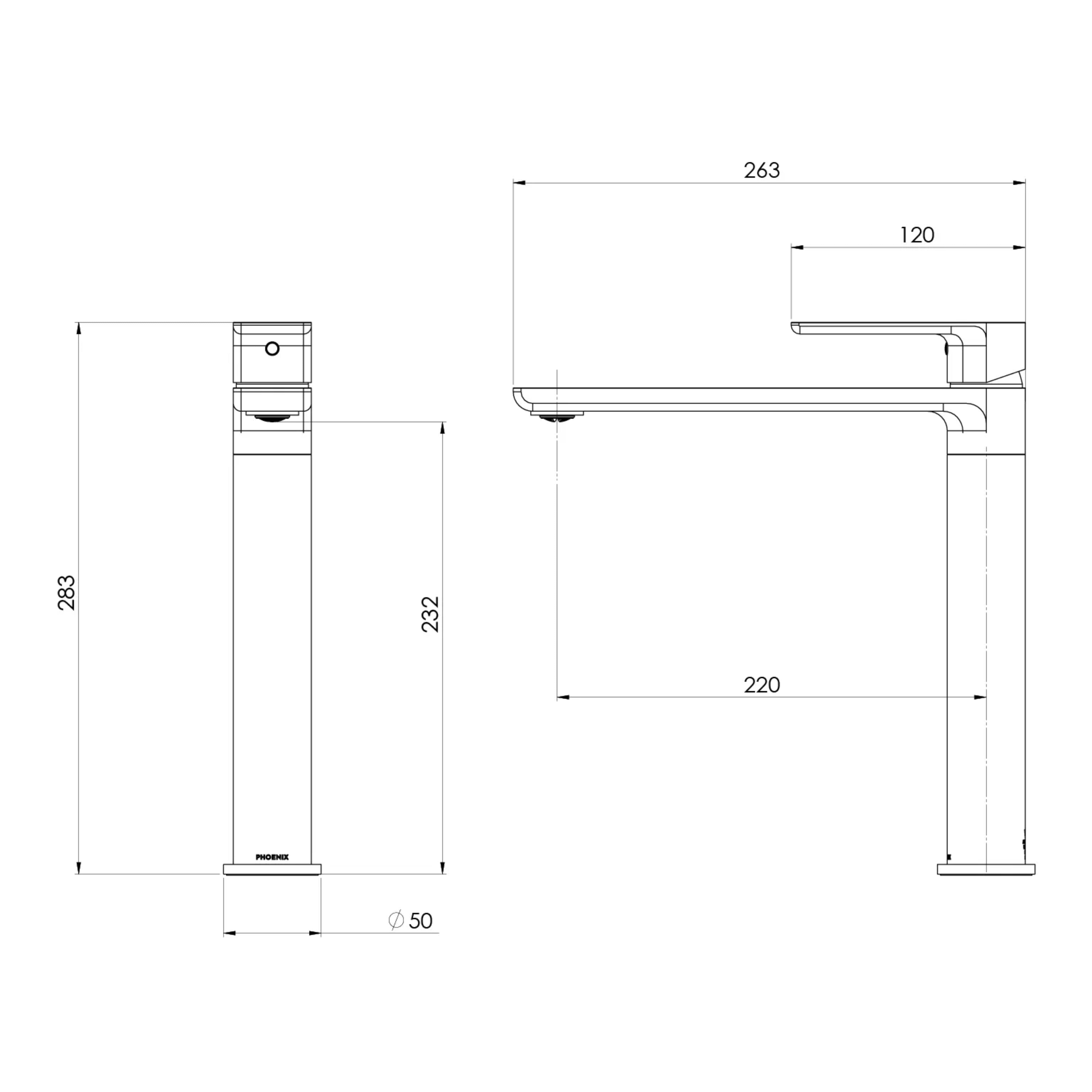 PHOENIX GLOSS MKII SINK MIXER 283MM CHROME