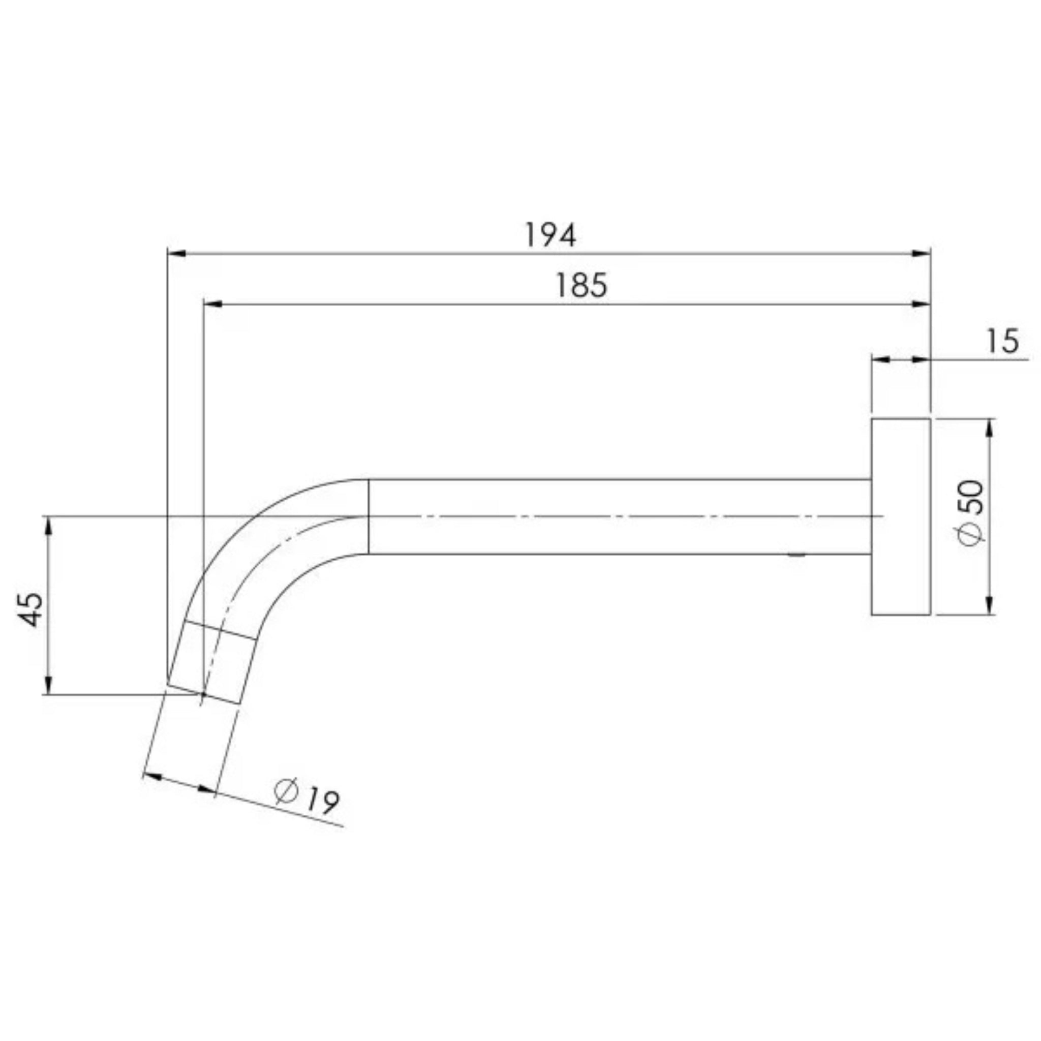 PHOENIX VIVID SLIMLINE WALL BATH OUTLET 180MM BRUSHED CARBON