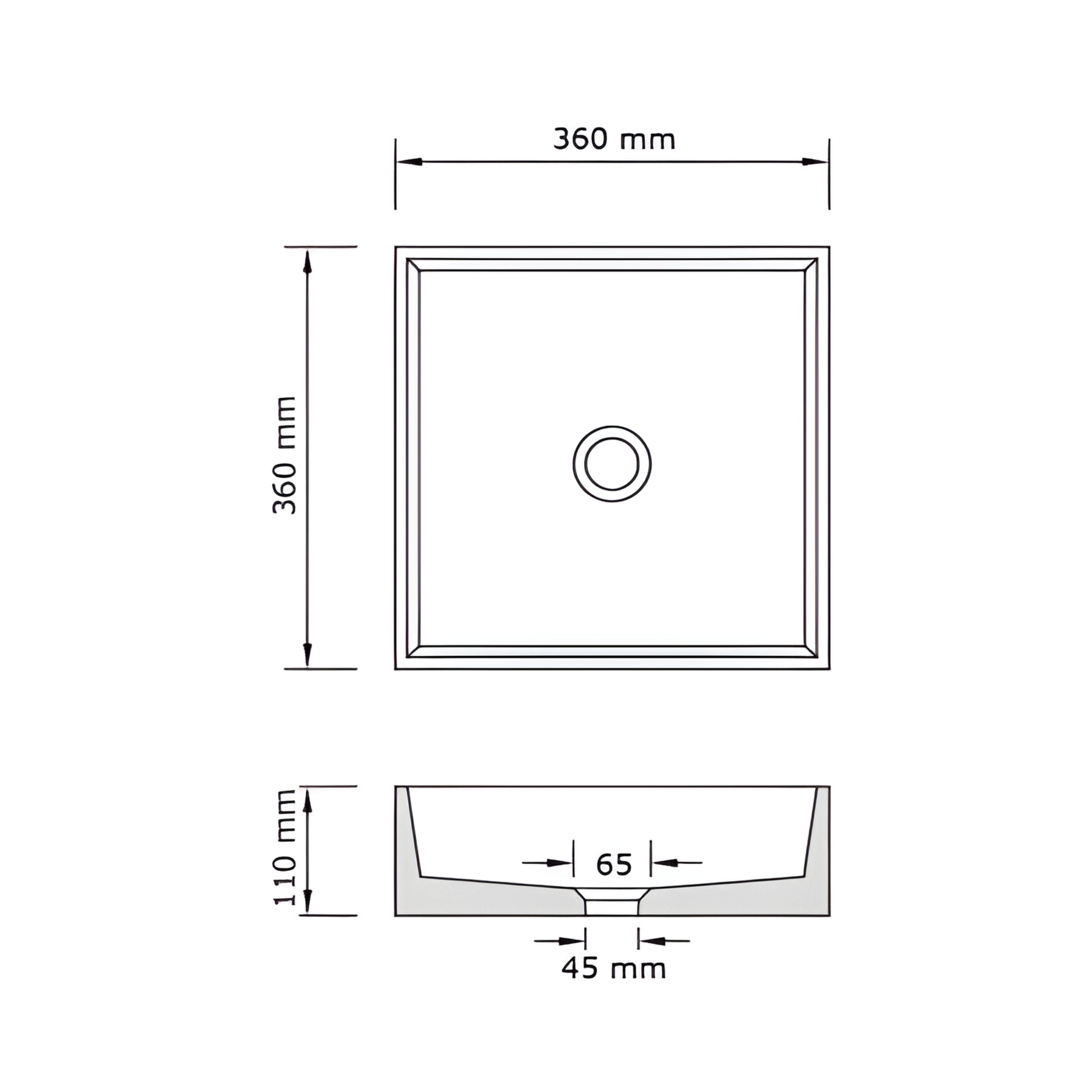 CONCRETE STUDIO BALY ABOVE COUNTER BASIN SQUARE WHITE 360MM