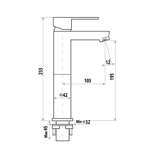 LINKWARE LOUI HIGH RISE BASIN MIXER 255MM CHROME