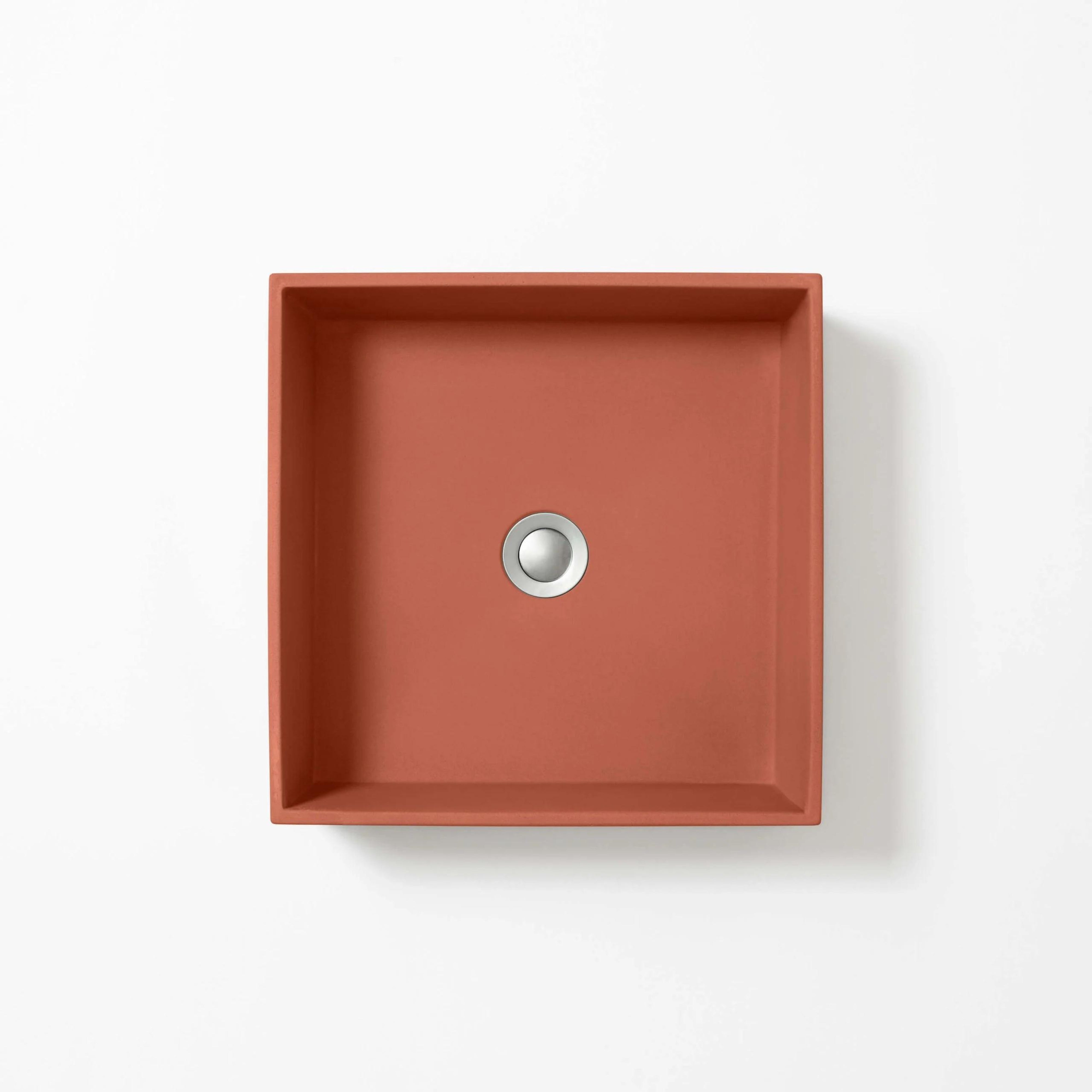 CONCRETE STUDIO BALY ABOVE COUNTER BASIN SQUARE TERRACOTTA 360MM