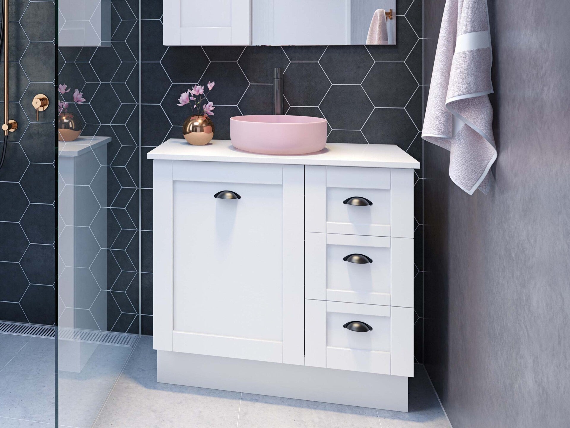 TIMBERLINE VICTORIA CUSTOM FLOOR STANDING VANITY (ALL SIZING)