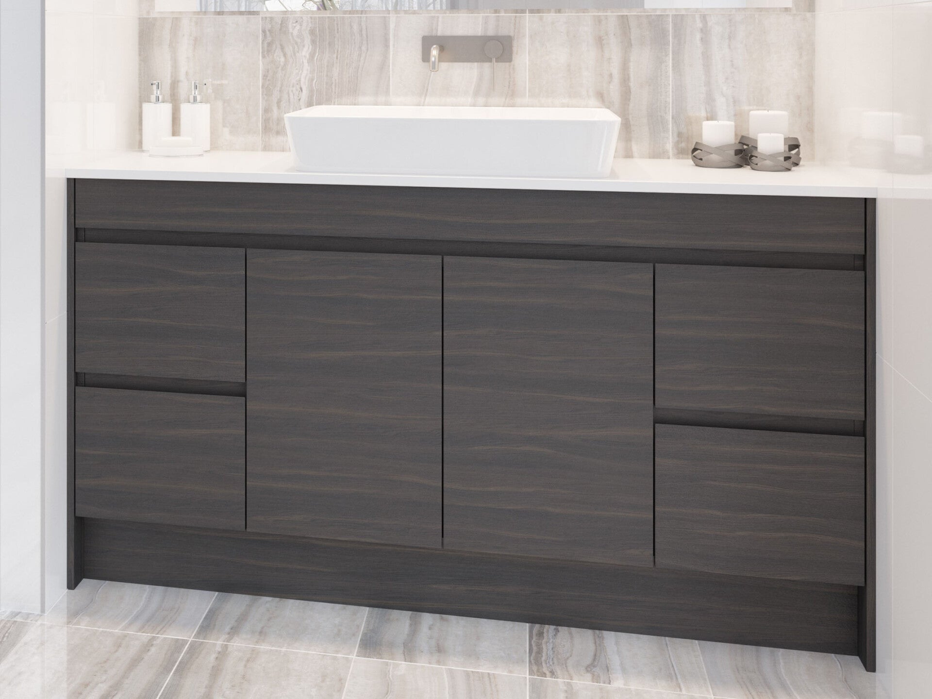 TIMBERLINE WALL TO WALL CUSTOM FLOOR STANDING VANITY (ALL SIZING)