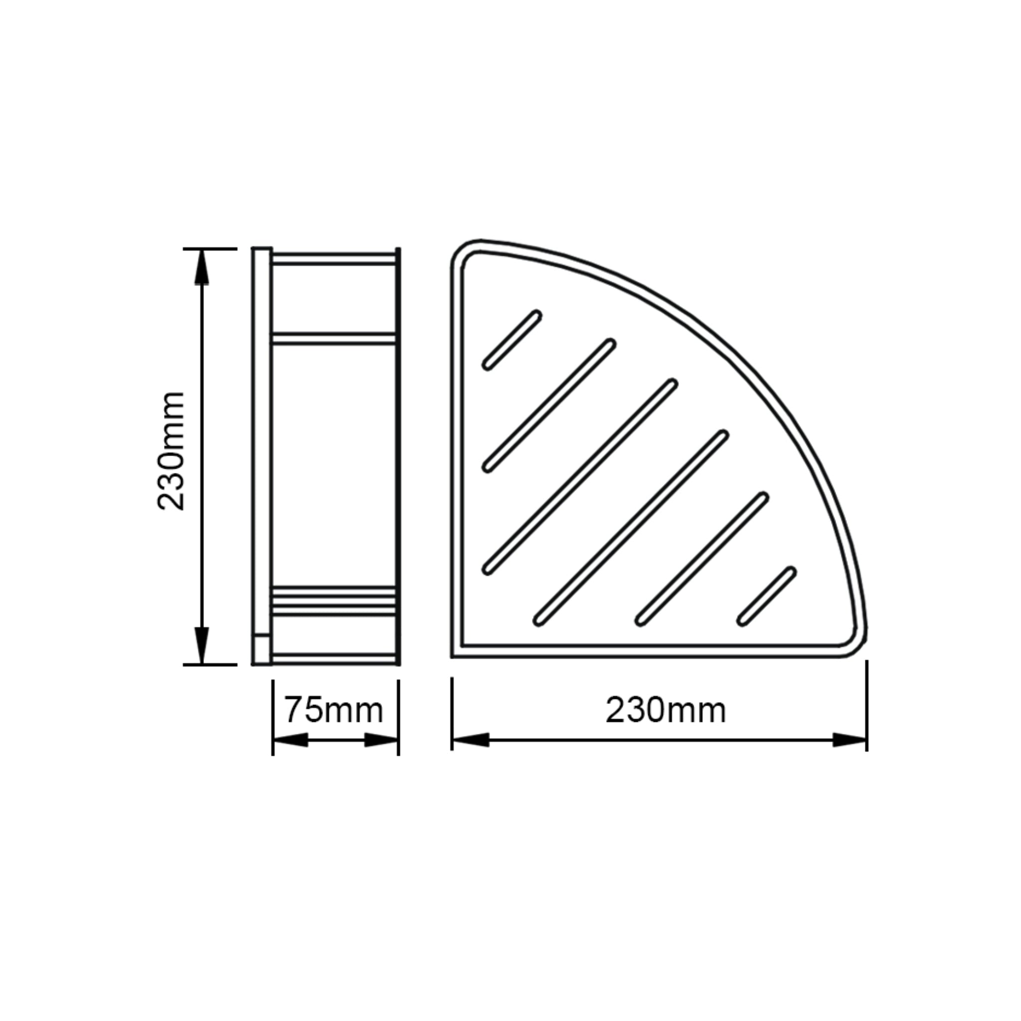 AQUAPERLA IVANO SHOWER SHELF 230MM BLACK