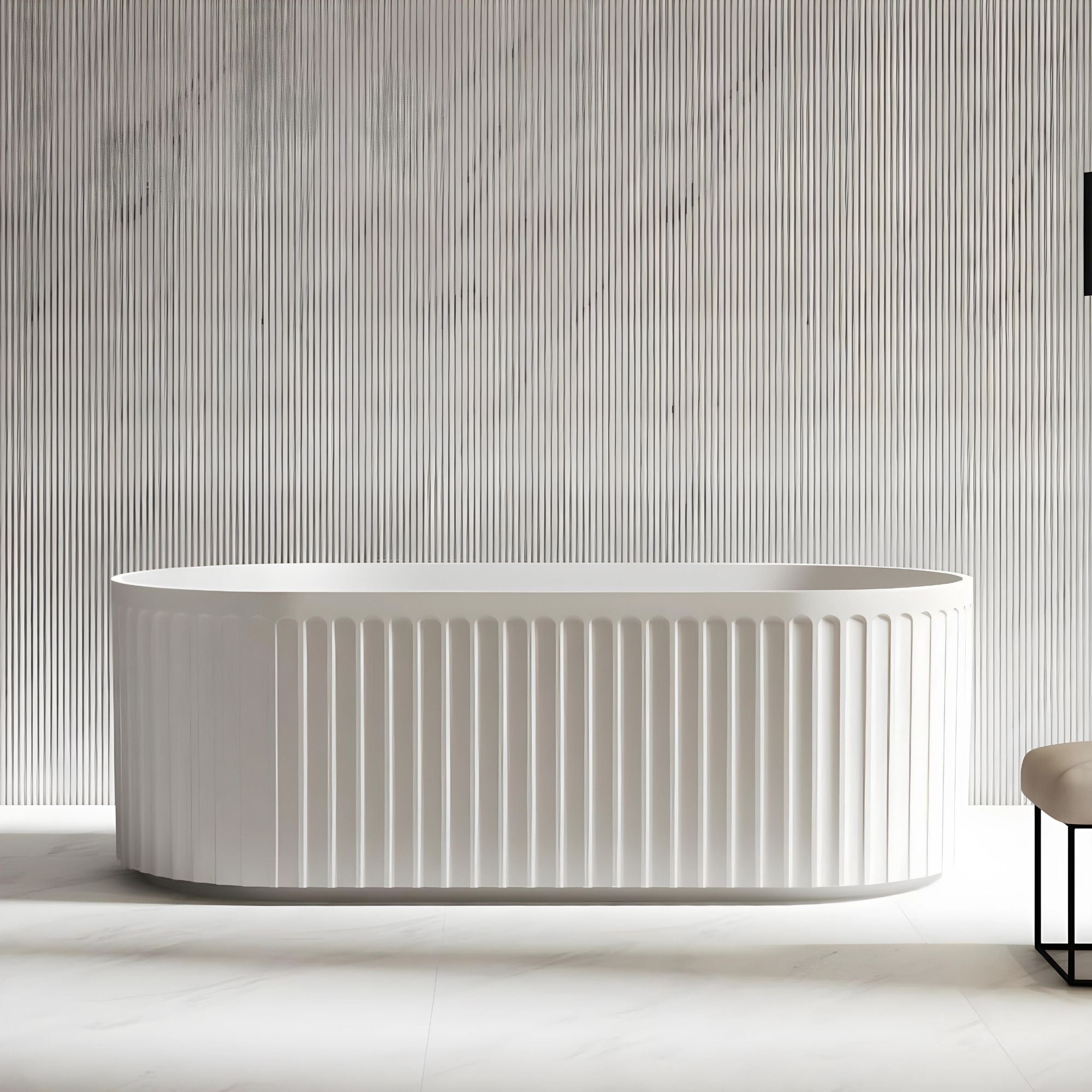 RIVA ROMA FLUTED FREESTANDING BATHTUB GLOSS WHITE (AVAILABLE IN 1500MM AND 1700MM)