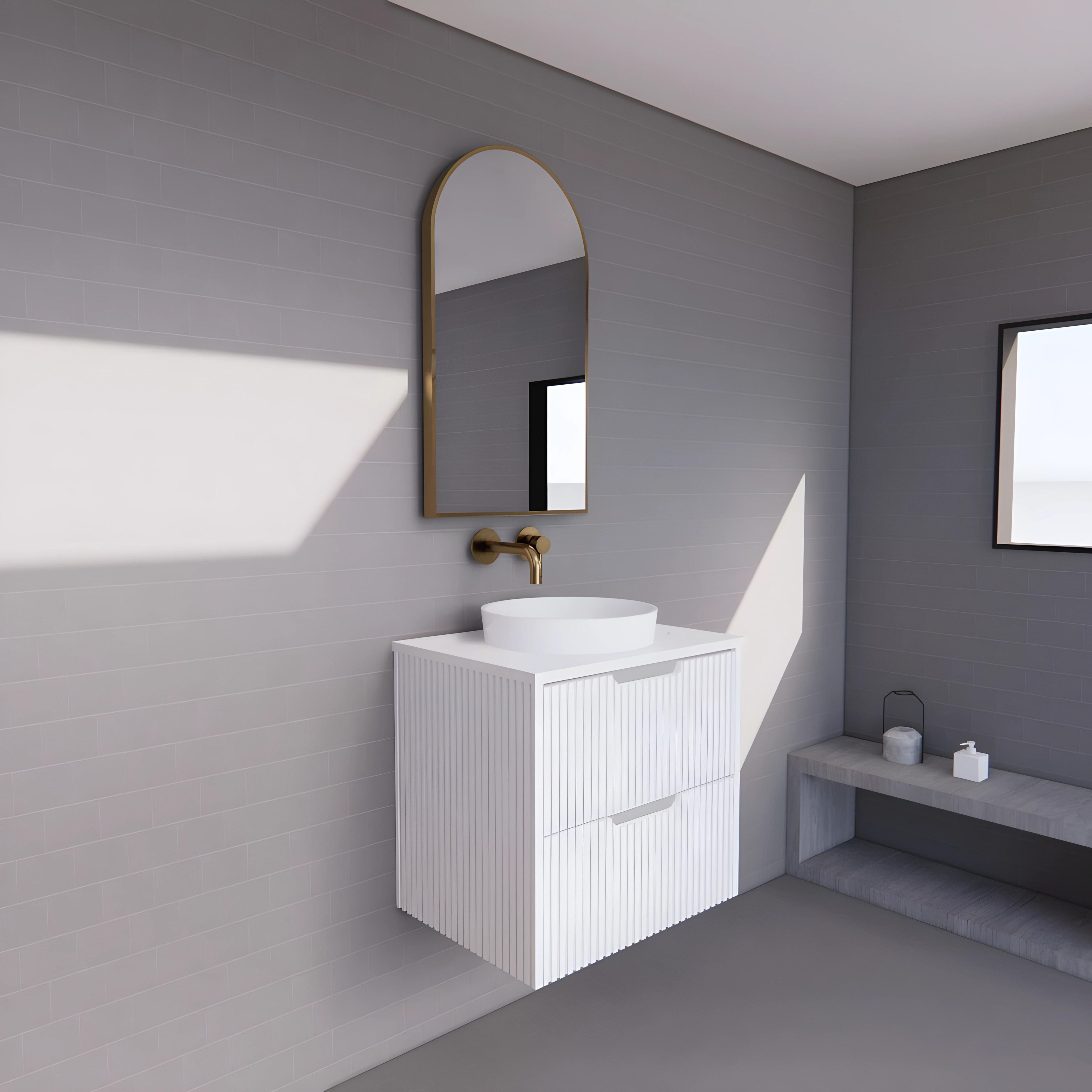 RIVA BALI MATTE WHITE 600MM SINGLE BOWL WALL HUNG VANITY