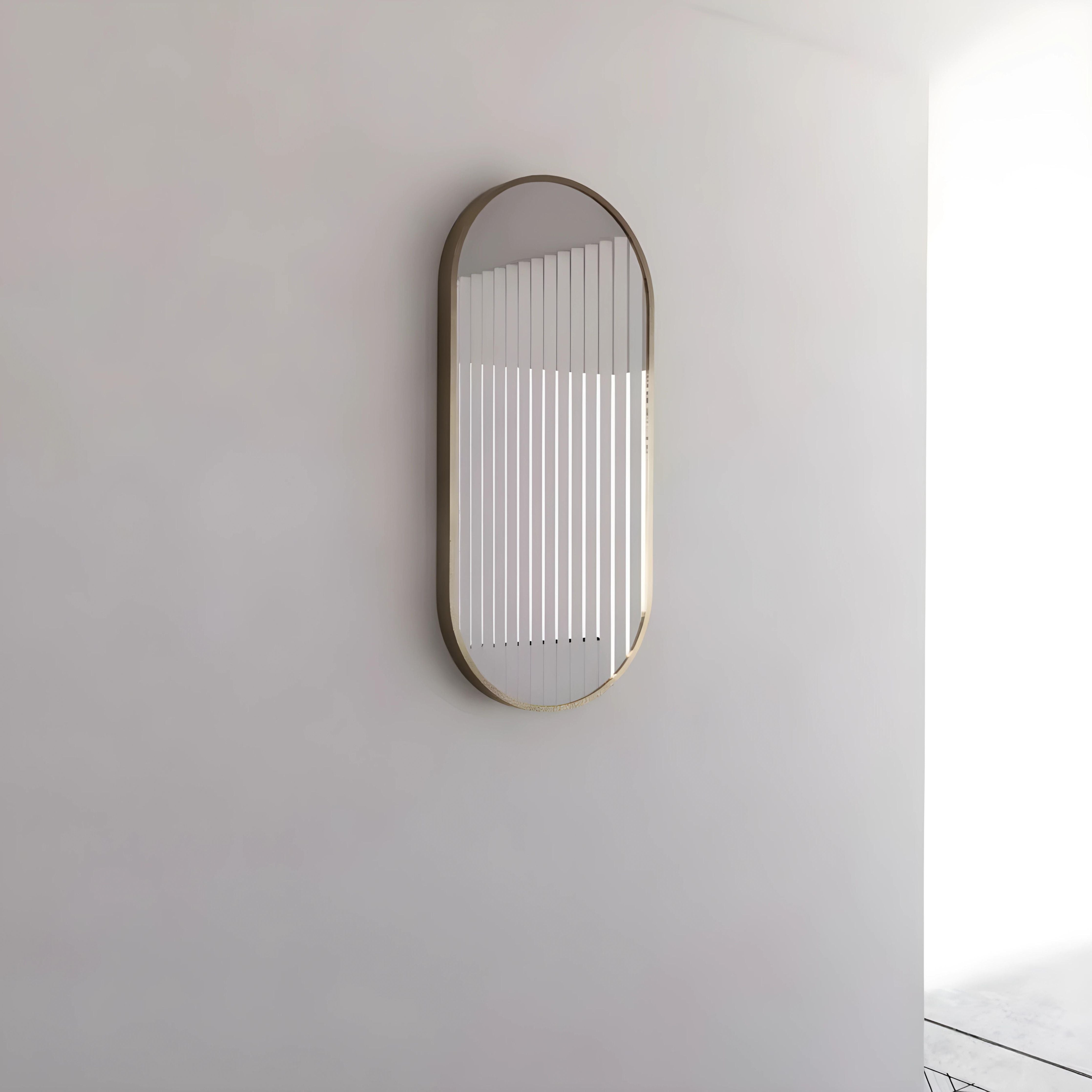 RIVA FRAMED OVAL MIRROR WALL MOUNTED GOLD 450X900MM