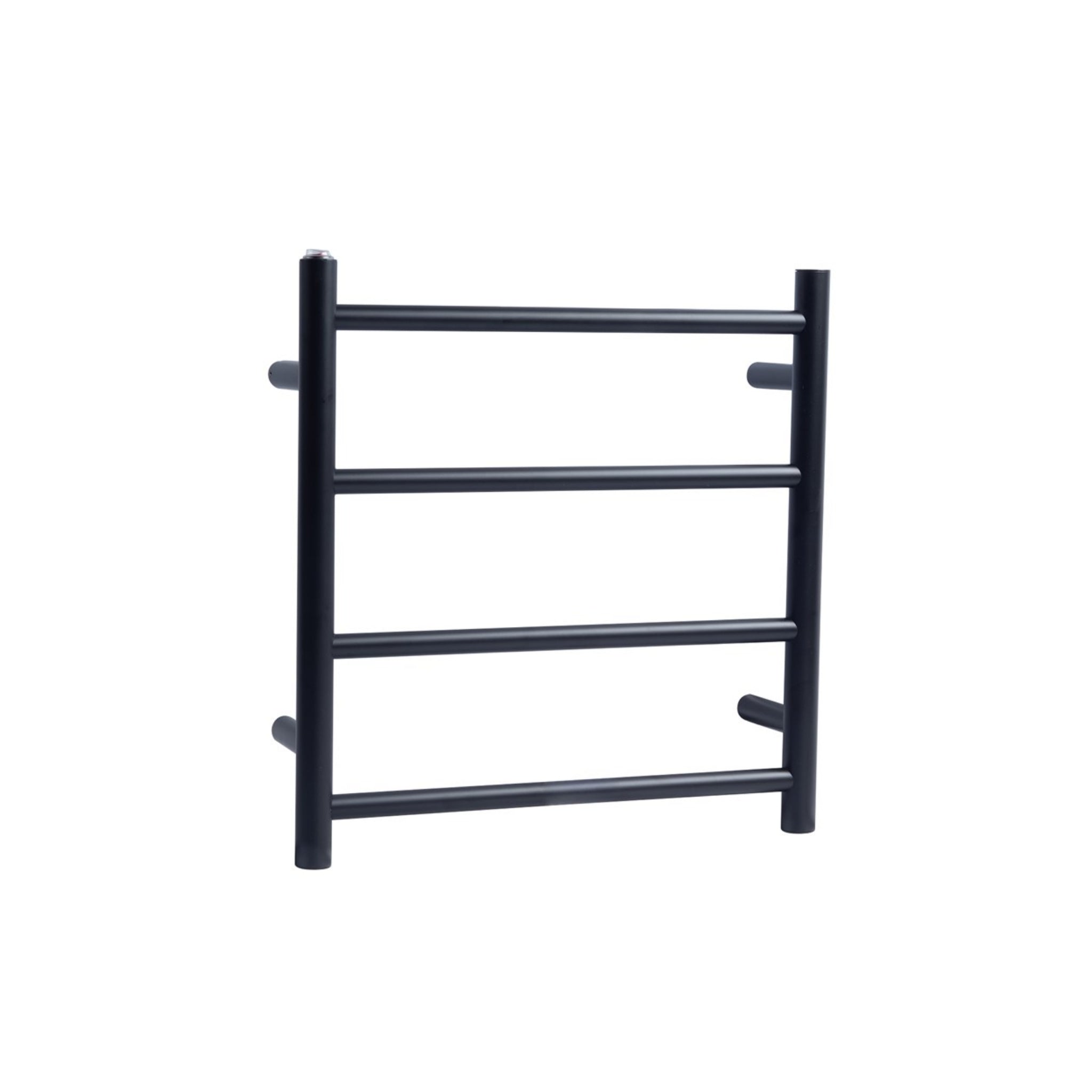 AQUAPERLA 4-BAR ROUND LADDER HEATED TOWEL RAIL BLACK 520MM