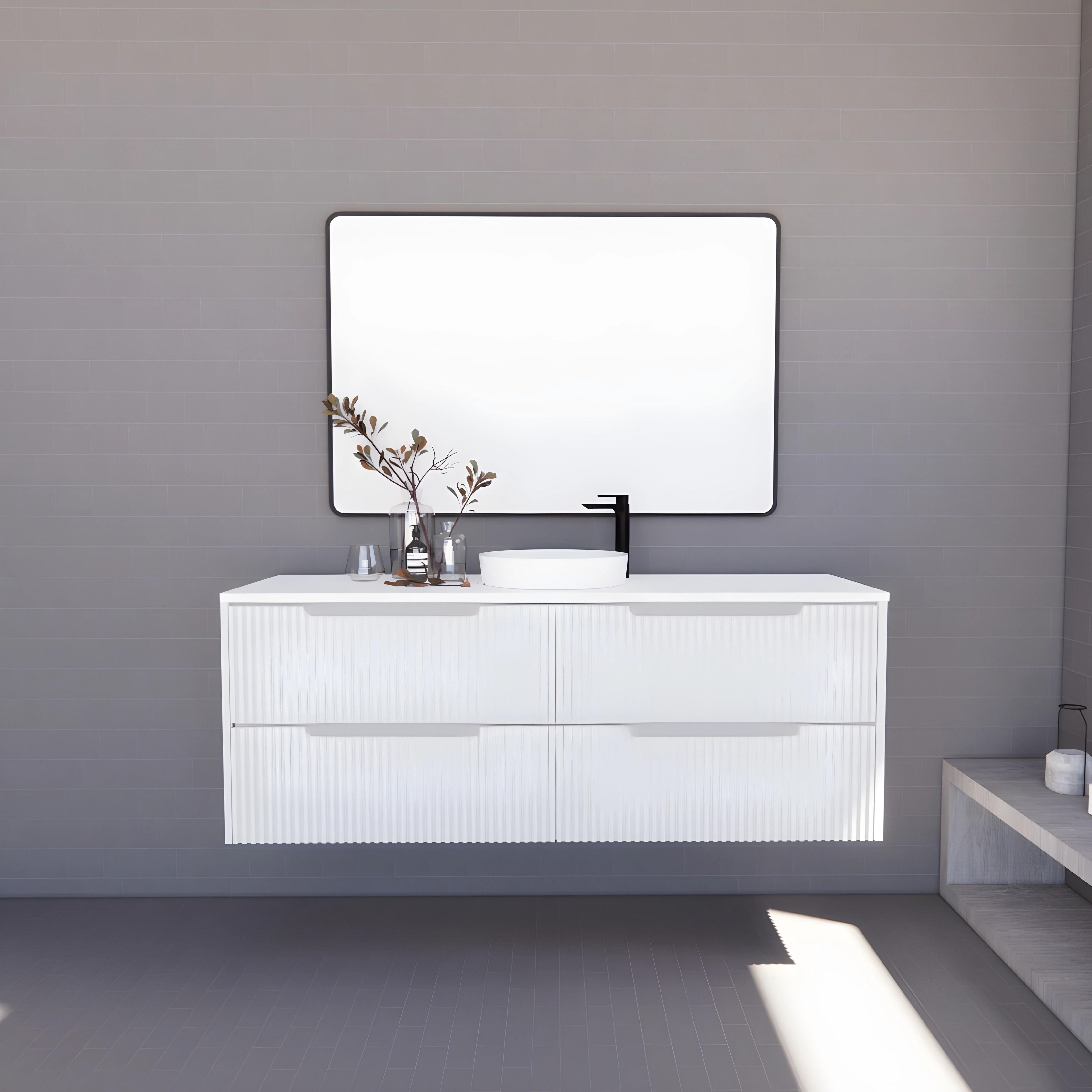 RIVA BALI MATTE WHITE 1500MM SINGLE BOWL WALL HUNG VANITY