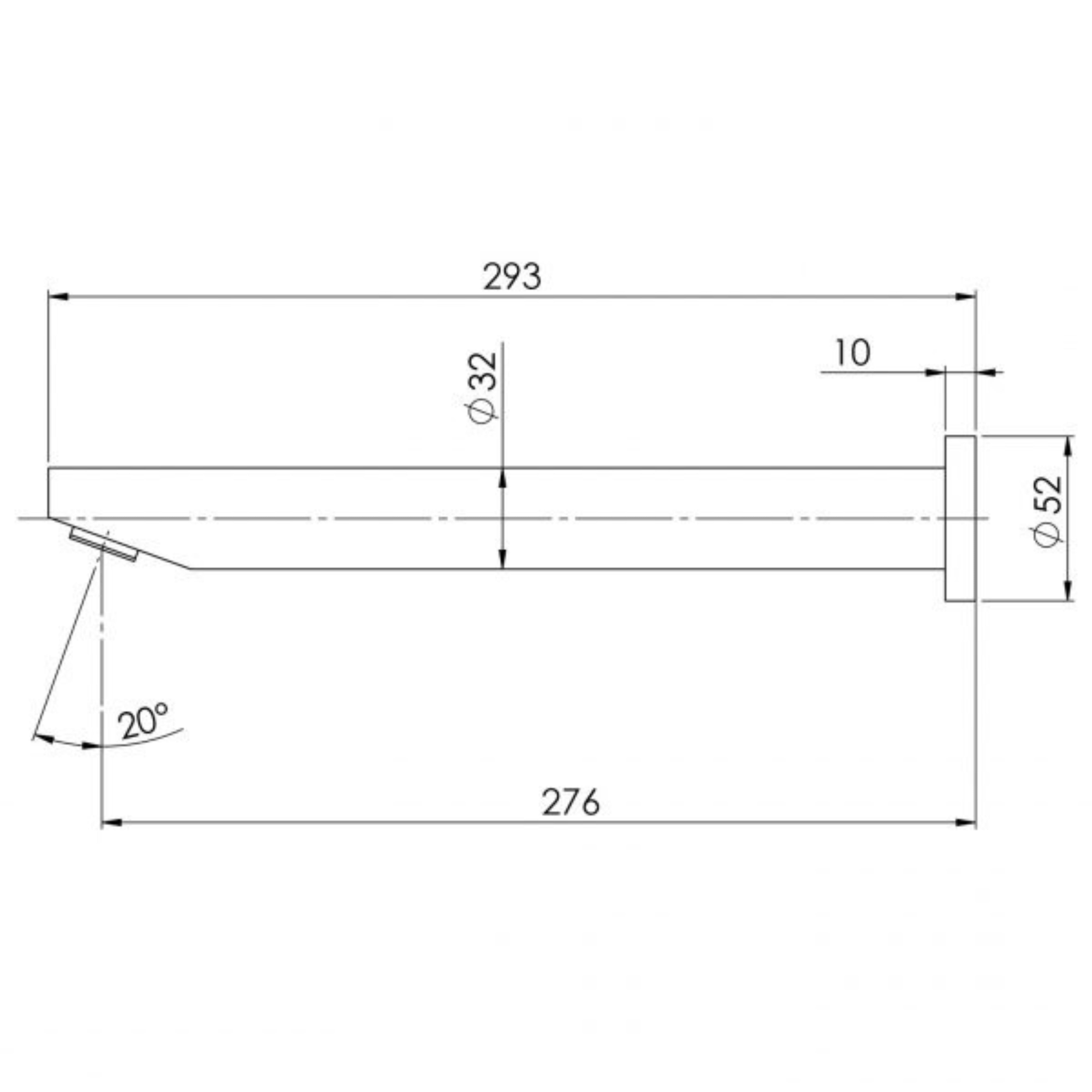 PHOENIX WALL BATH OUTLET ANGLED 32MM X 300MM BRUSHED CARBON