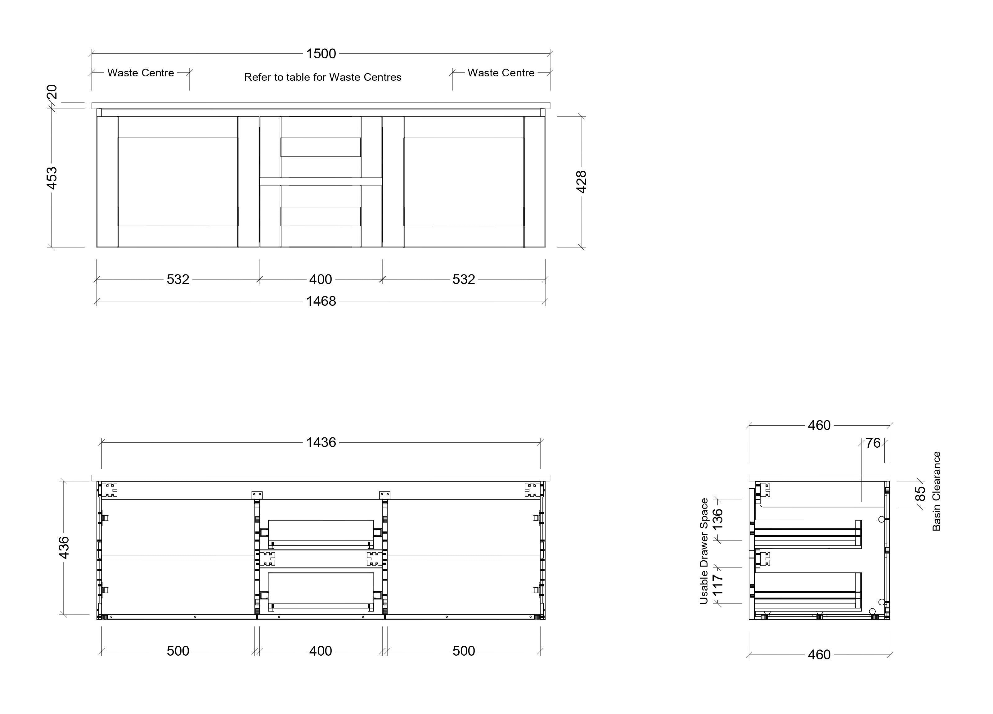 TIMBERLINE VICTORIA CUSTOM WALL HUNG VANITY (ALL SIZING)