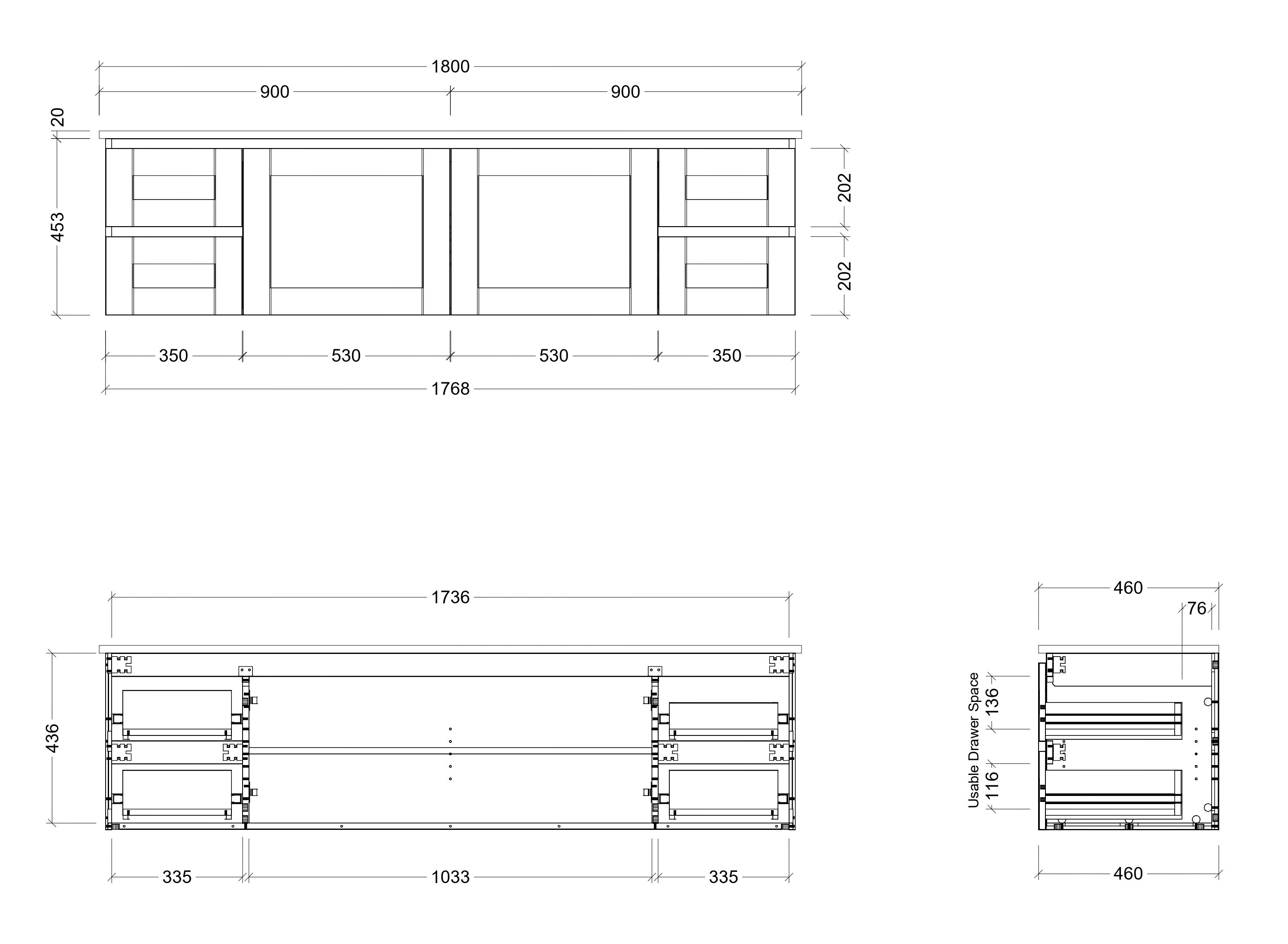 TIMBERLINE VICTORIA CUSTOM WALL HUNG VANITY (ALL SIZING)